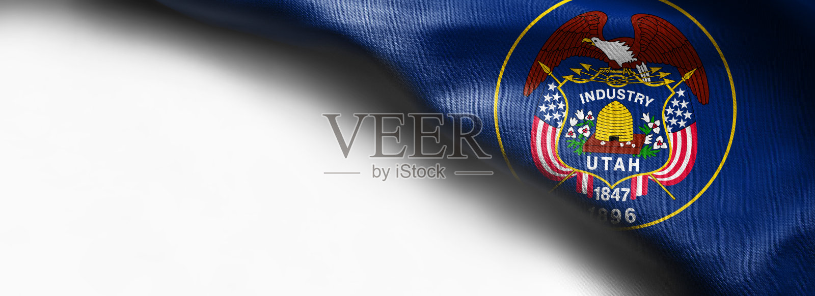 犹他旗的织物质地-来自美国的旗帜照片摄影图片