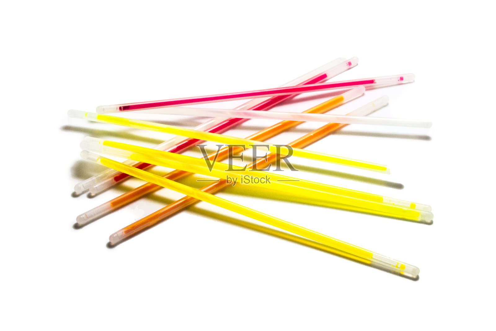 霓虹灯荧光棒孤立在白色背景上照片摄影图片