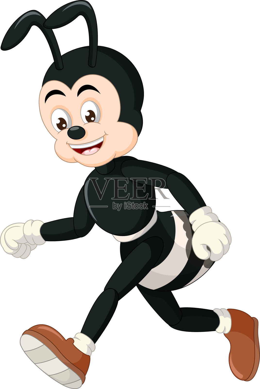 行走黑蚂蚁漫画插画图片素材