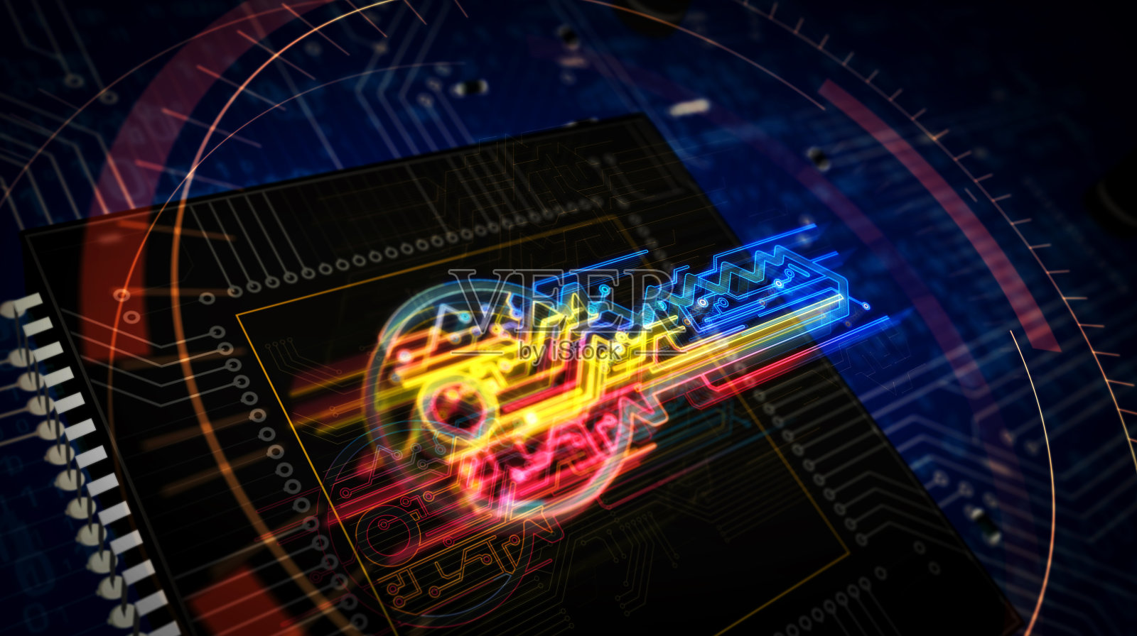 网络安全关键未来主义插图照片摄影图片