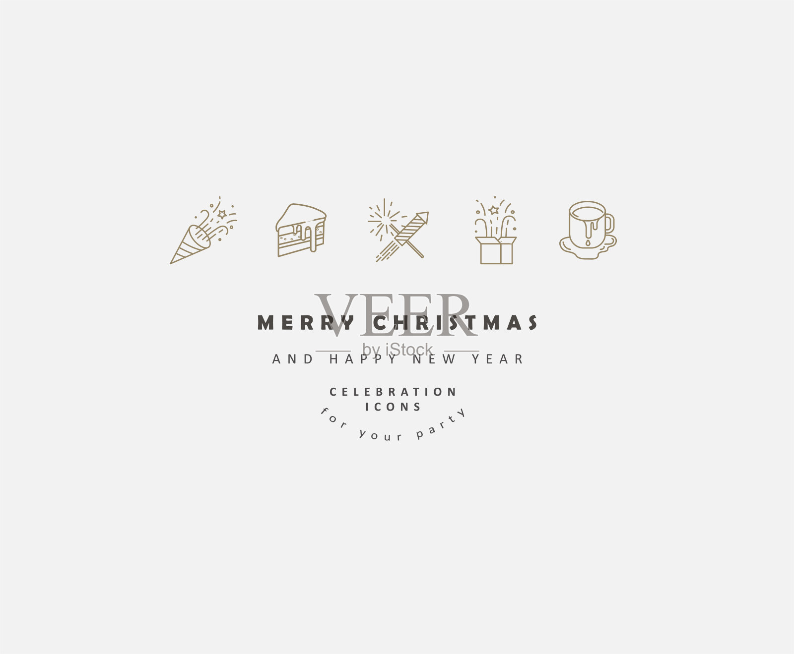 矢量圣诞节和新年庆祝图标和标志插画图片素材