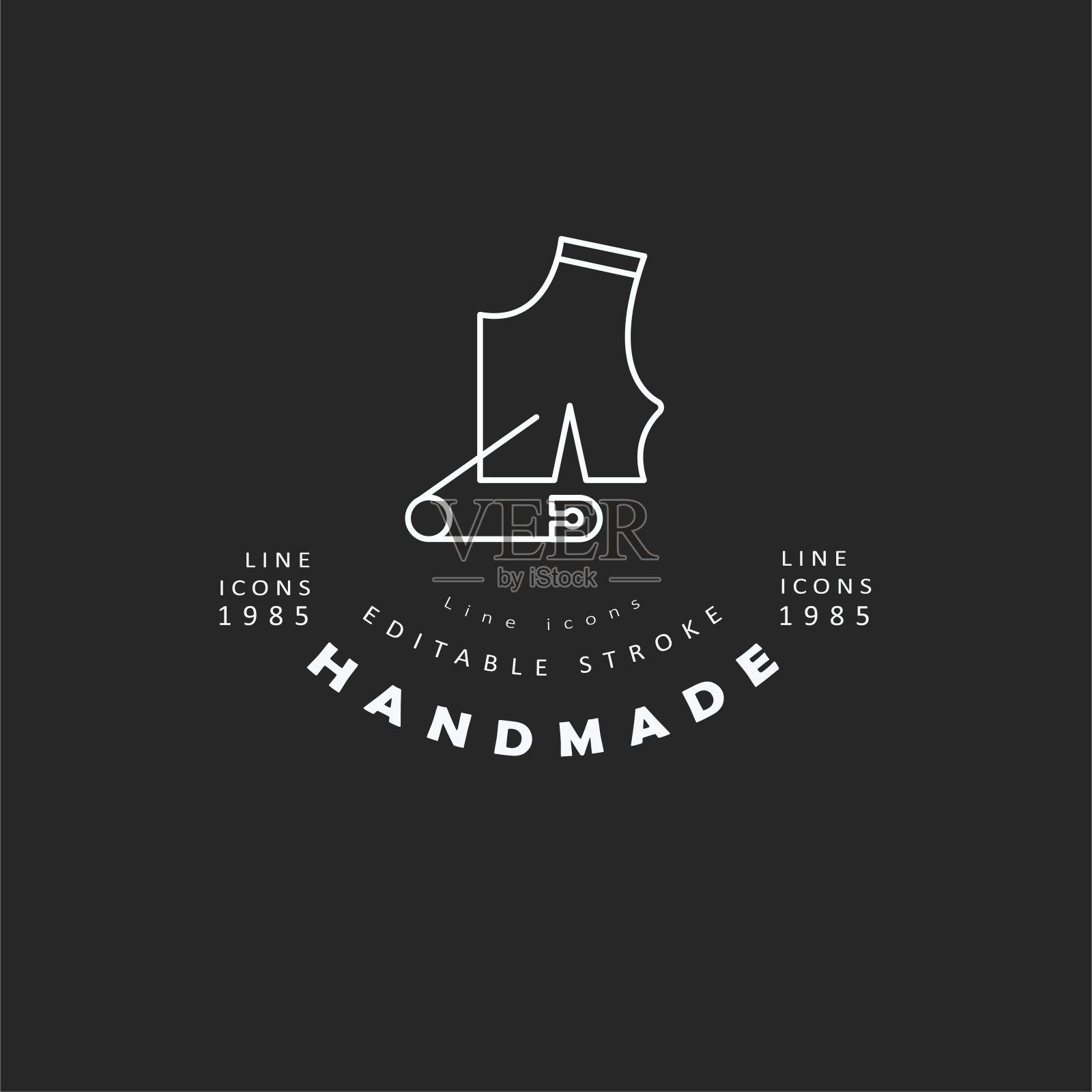 矢量图标和标志缝制和手工。可编辑大纲中风插画图片素材