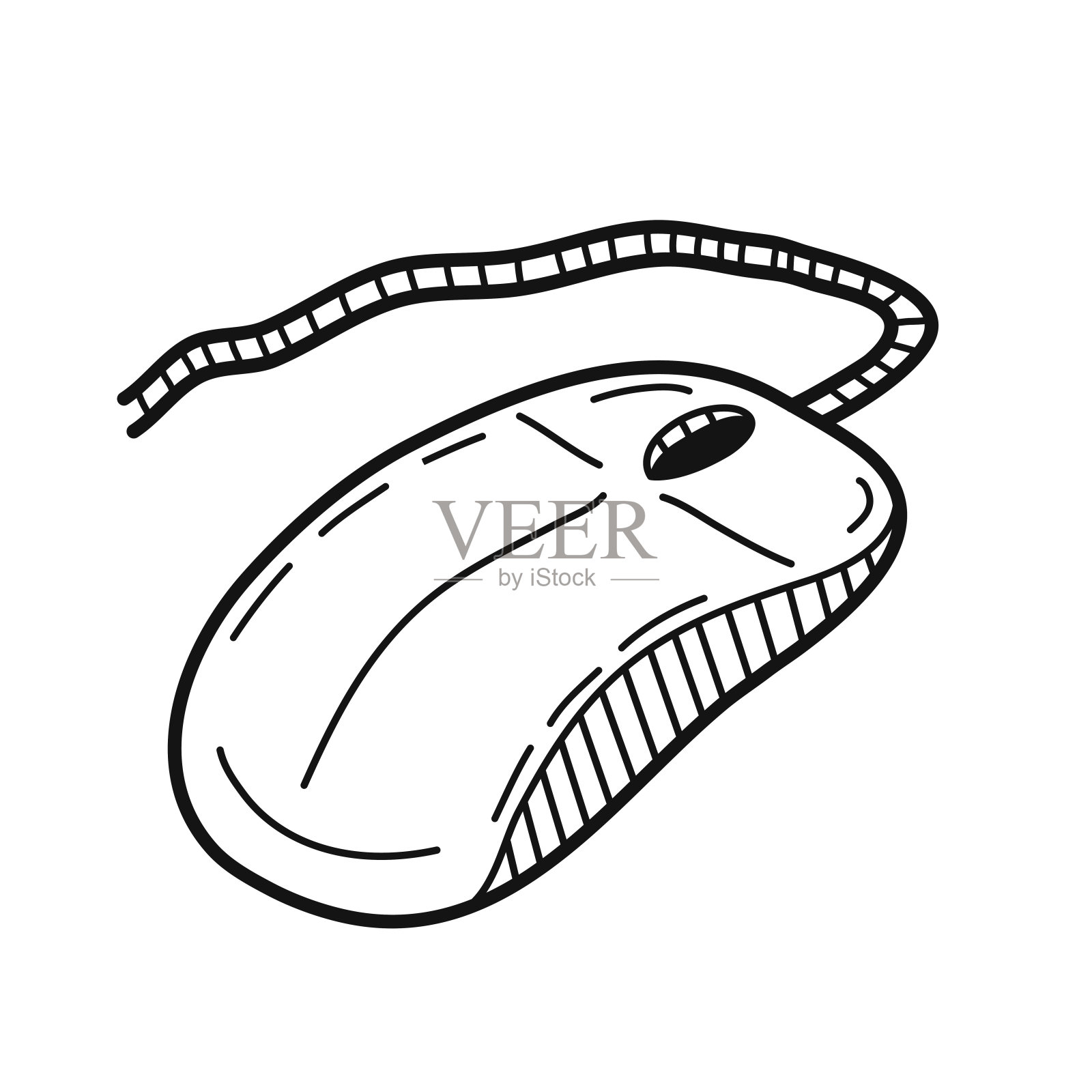 手绘电脑鼠标孤立在一个白色。矢量插图。设计元素图片