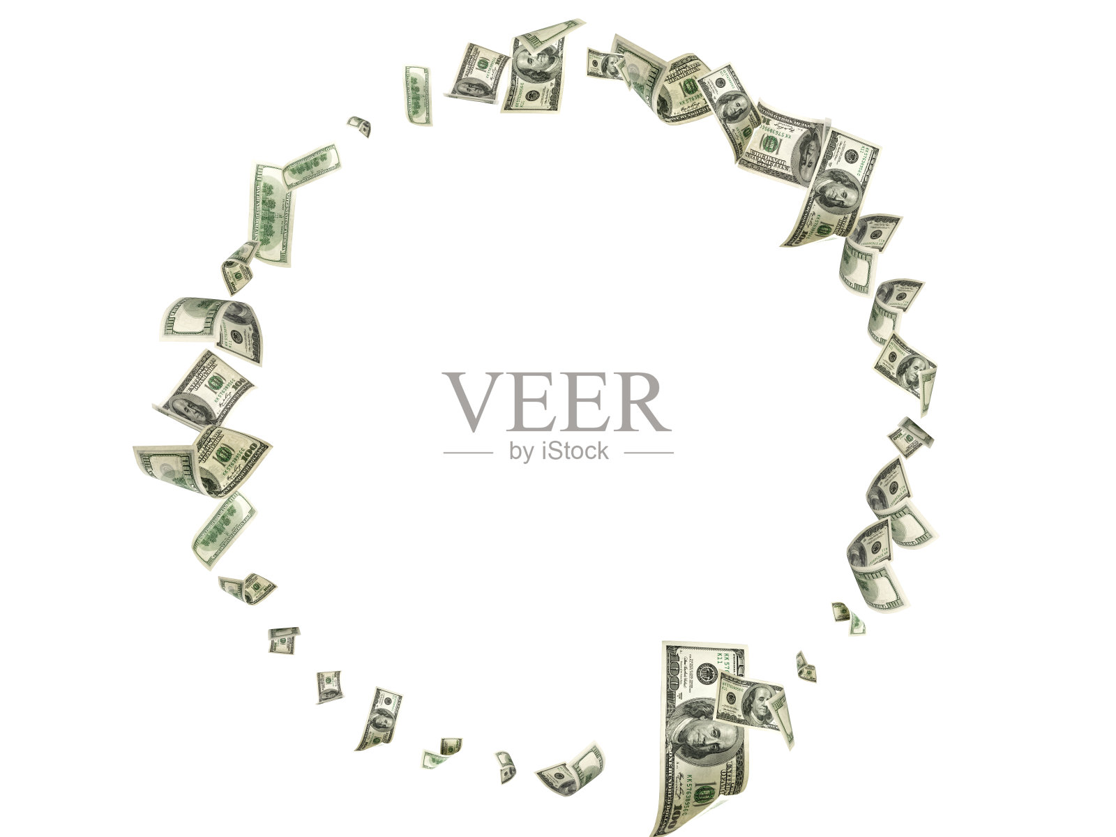 几百美元。货币贬值孤立了背景。美国的现金。照片摄影图片