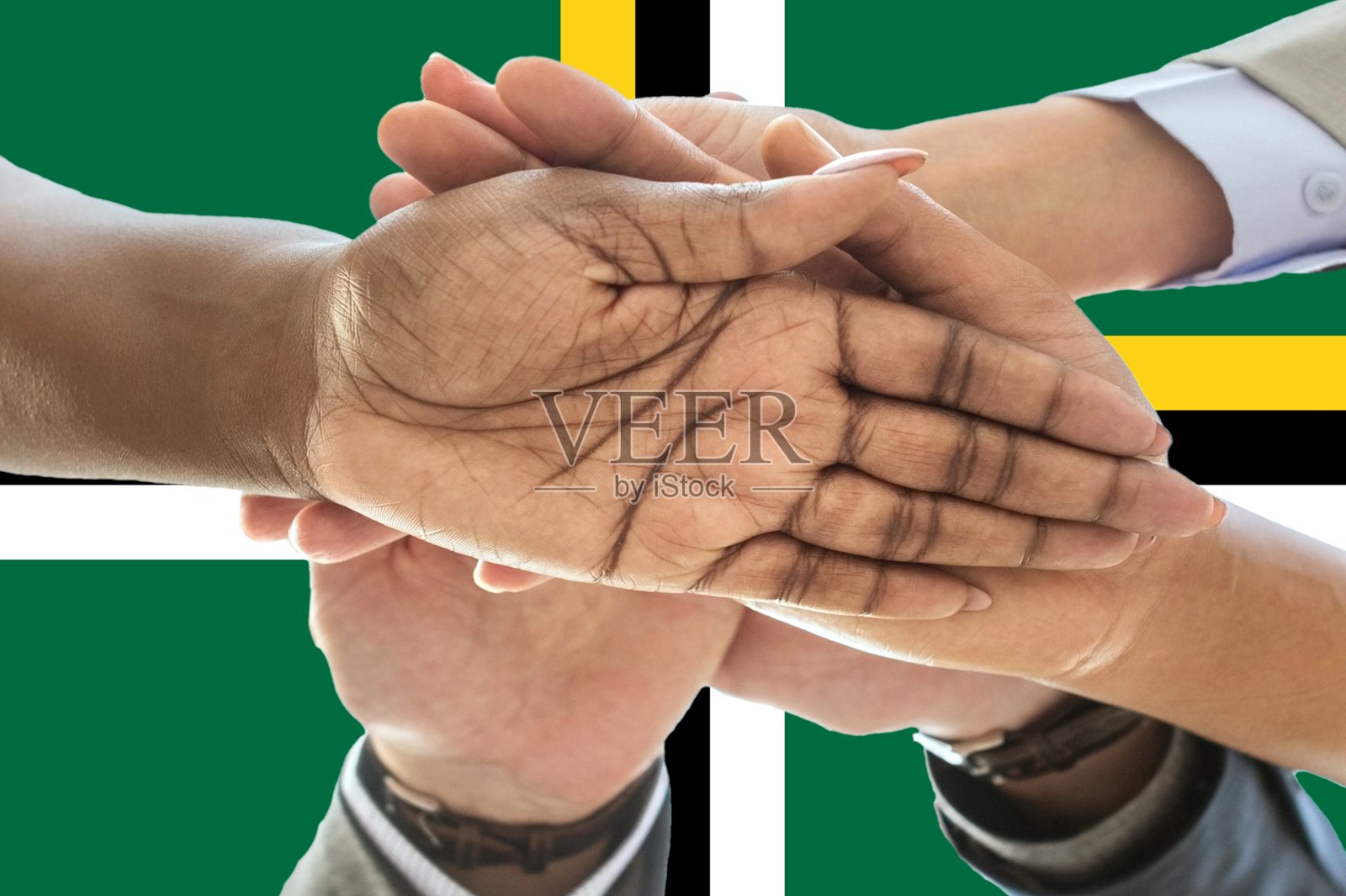 多米尼加国旗，一群多文化年轻人的融合照片摄影图片