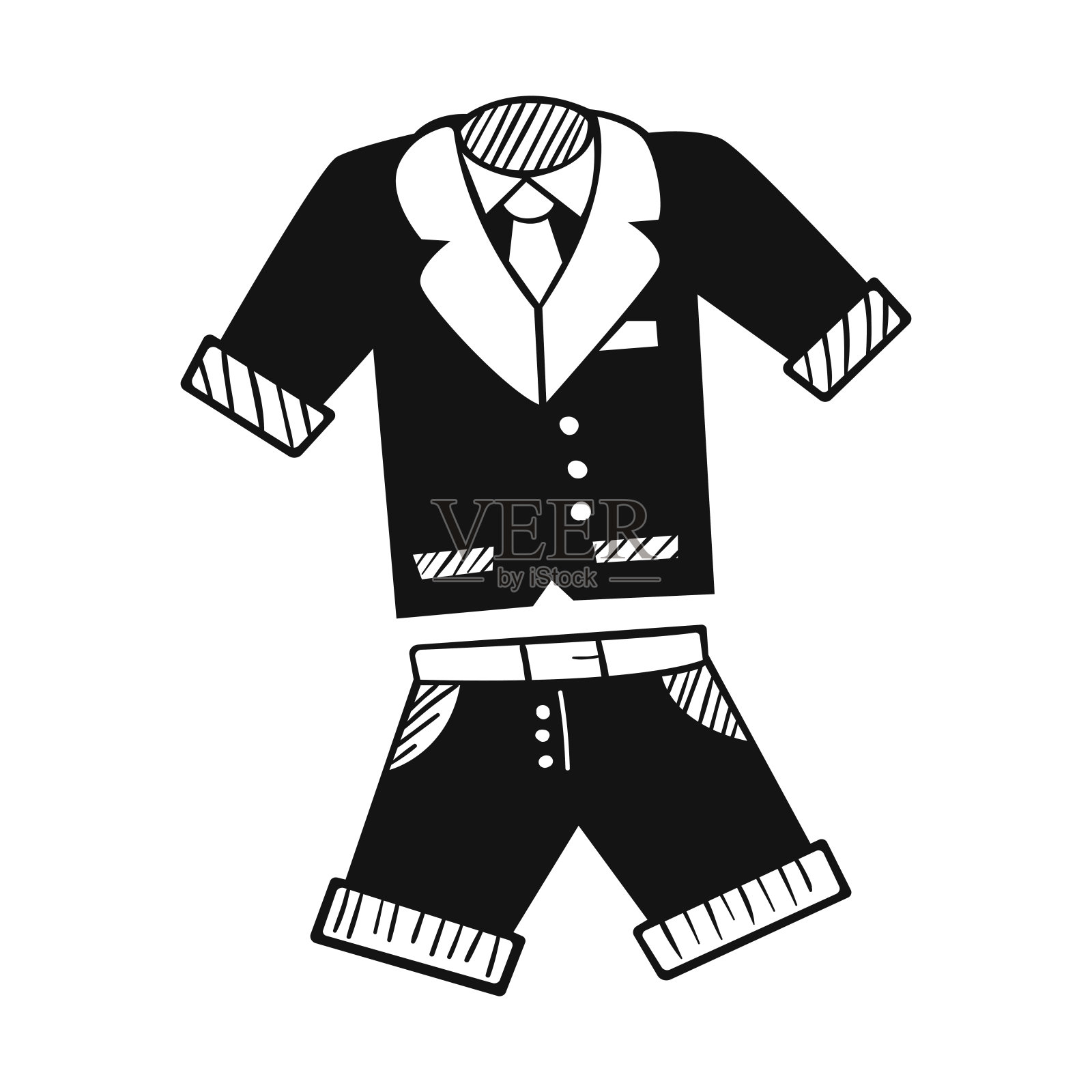 手绘校服孤立在一个白色。草图。矢量插图。插画图片素材