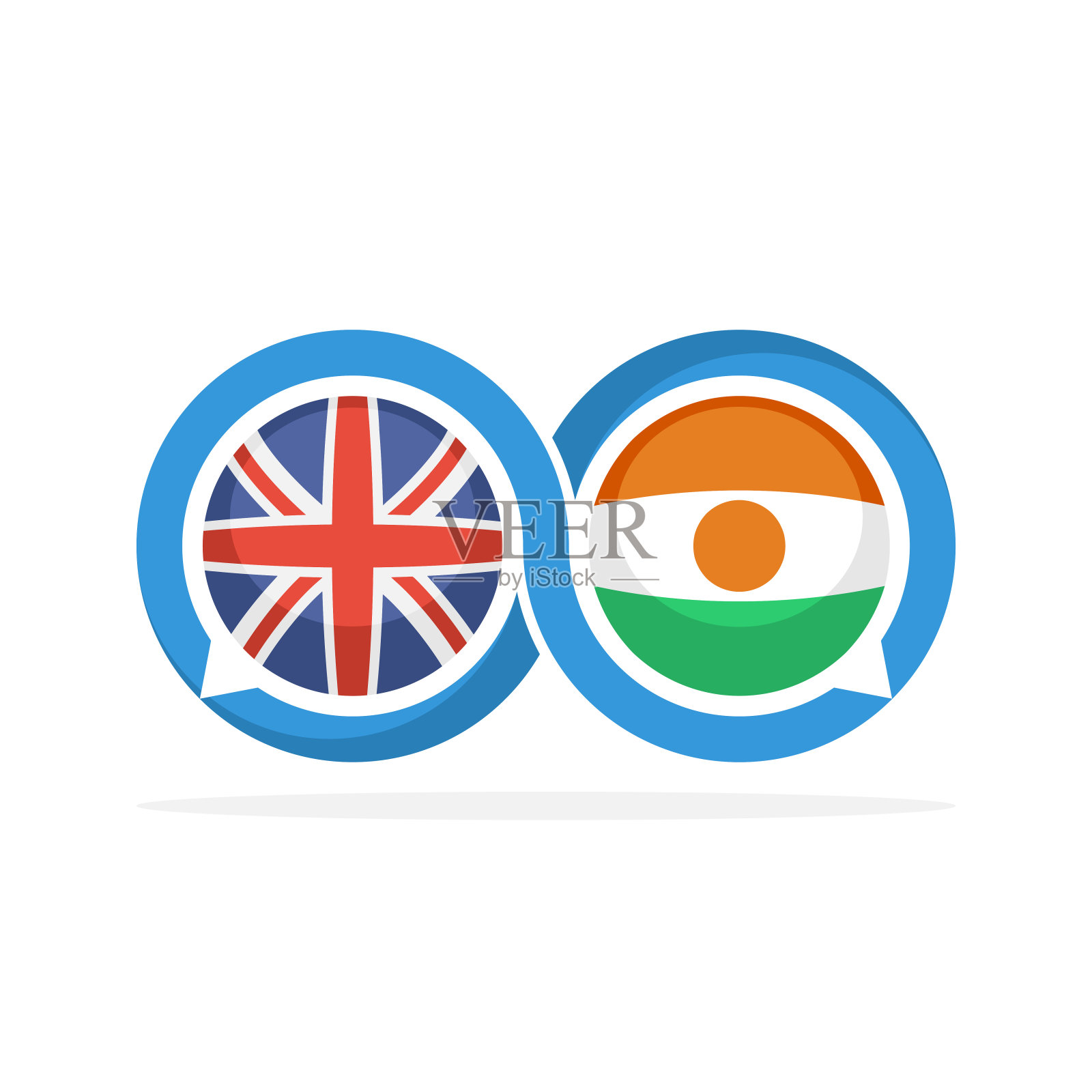 插图图标与英语和尼日尔沟通的概念插画图片素材