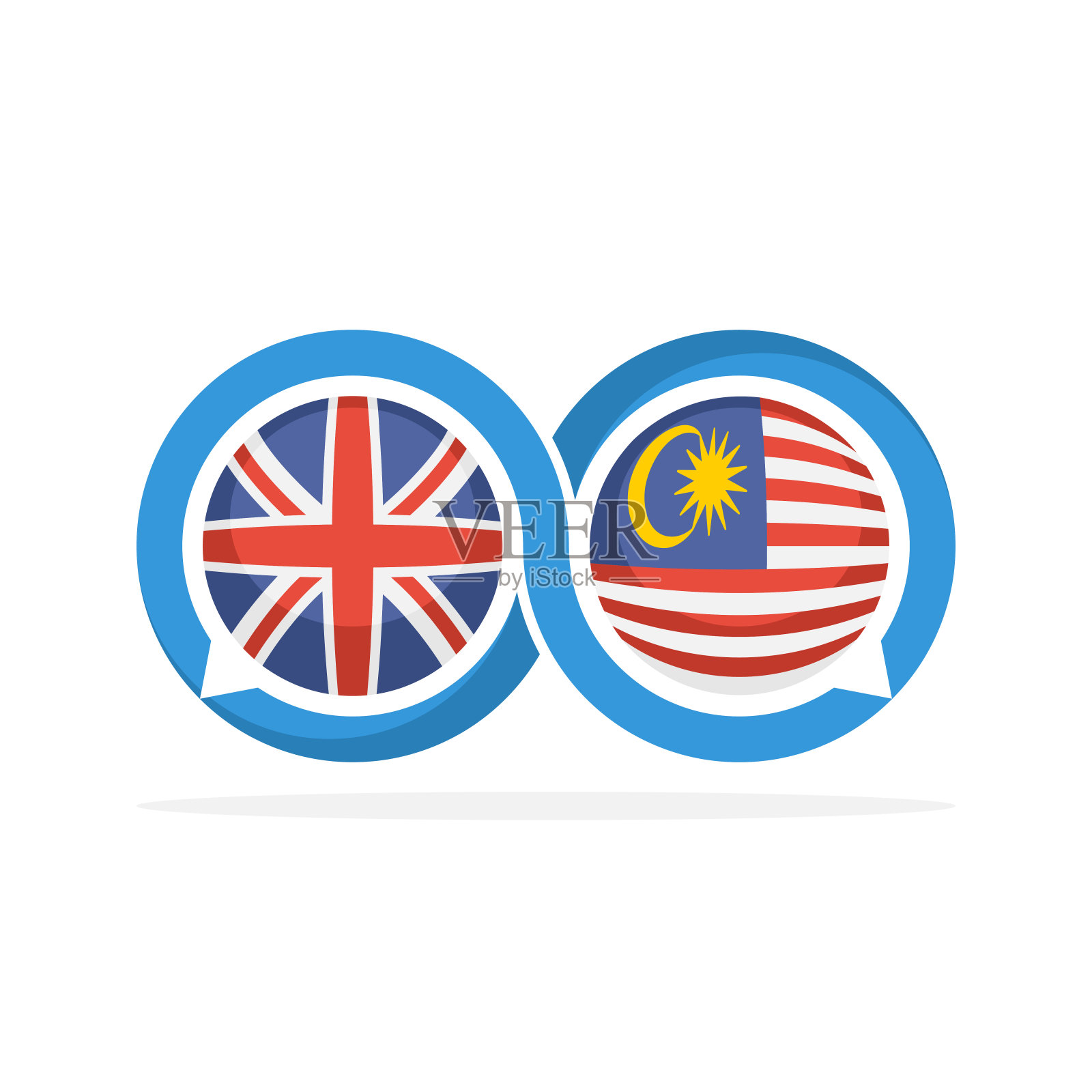 插图图标与英语和马来西亚的交流概念插画图片素材