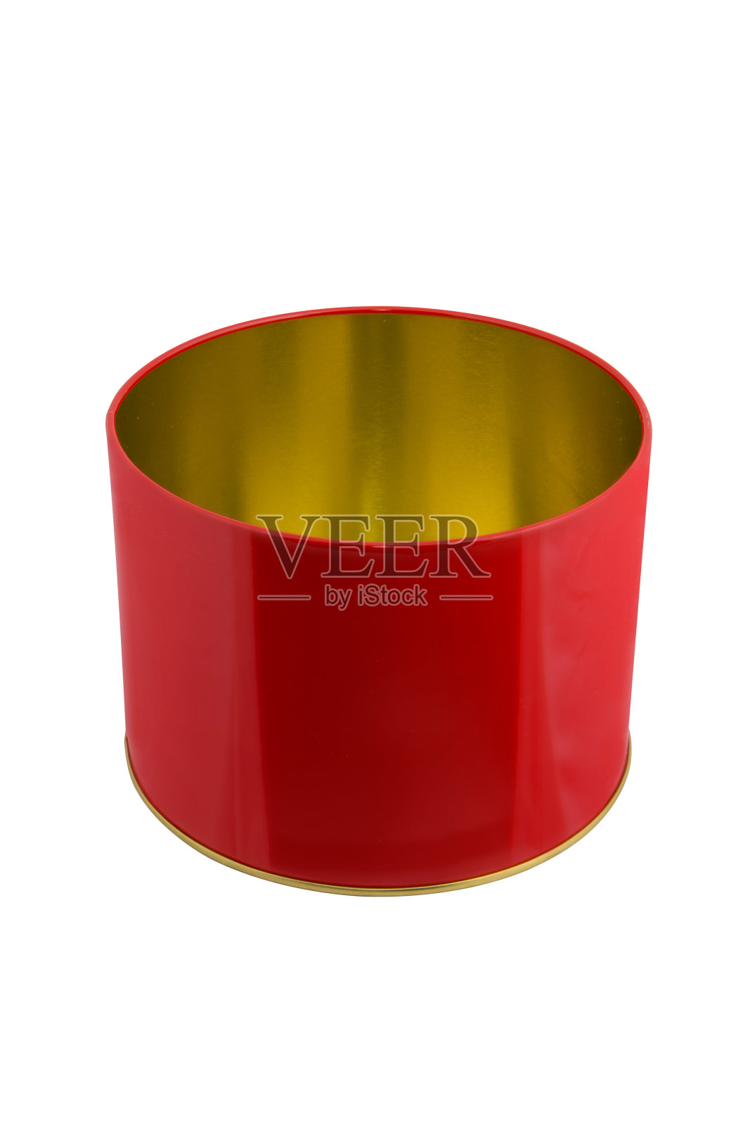 红色圆形容器干燥产品，如茶，咖啡，糖，谷物，糖果，香料，坚果。孤立在背景照片摄影图片