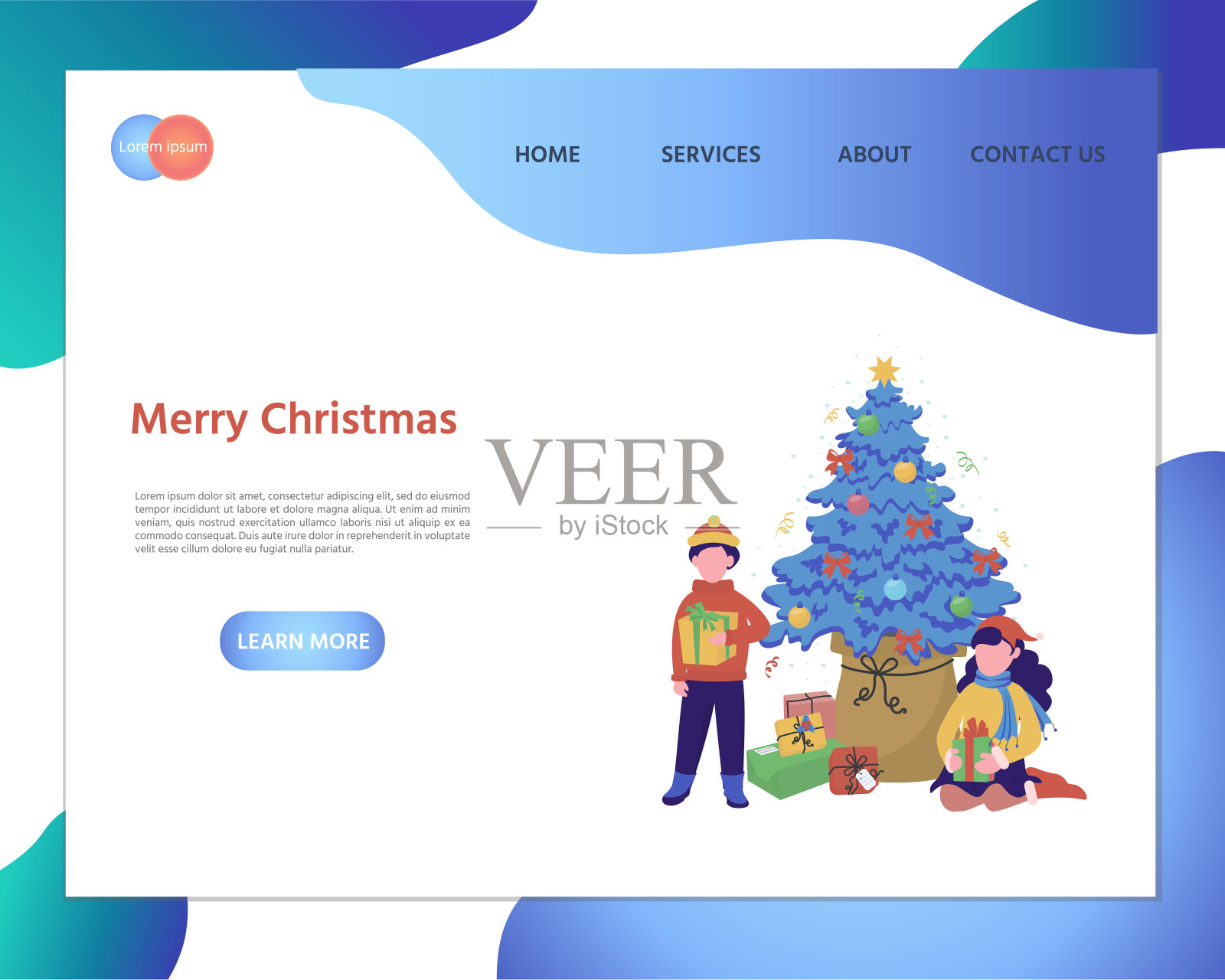 矢量网站梯度设计模板。插画图片素材