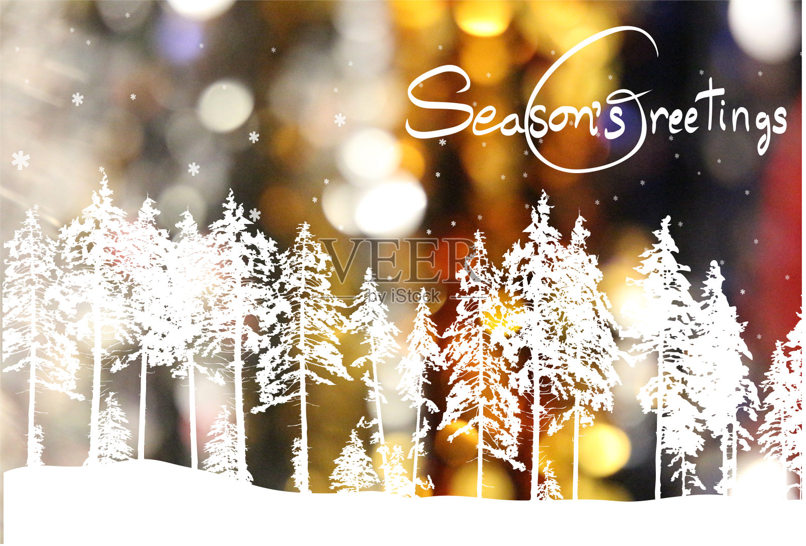 圣诞节森林降雪照片摄影图片