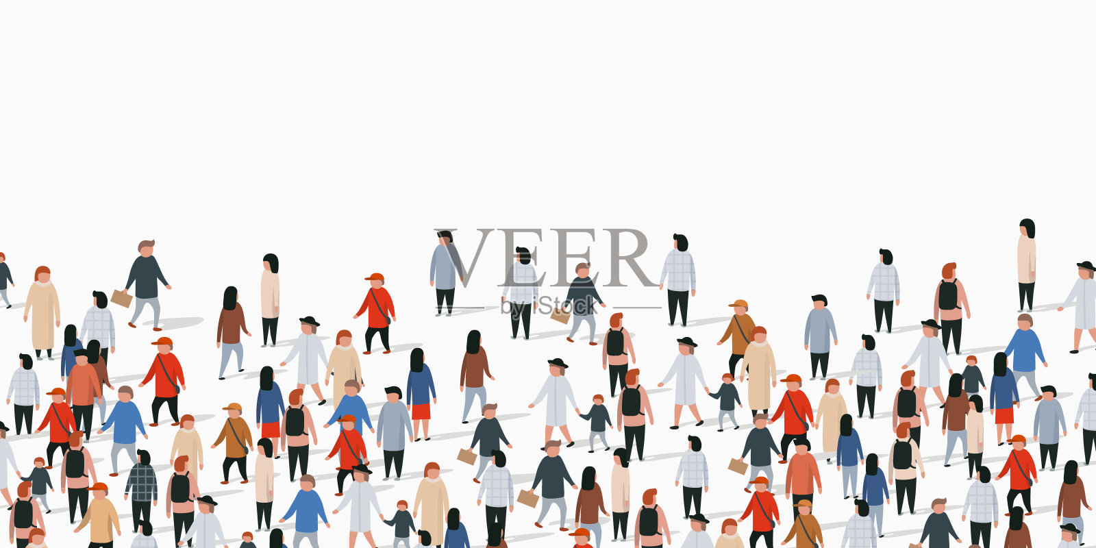 一大群白人背景的人。人们沟通的概念。插画图片素材