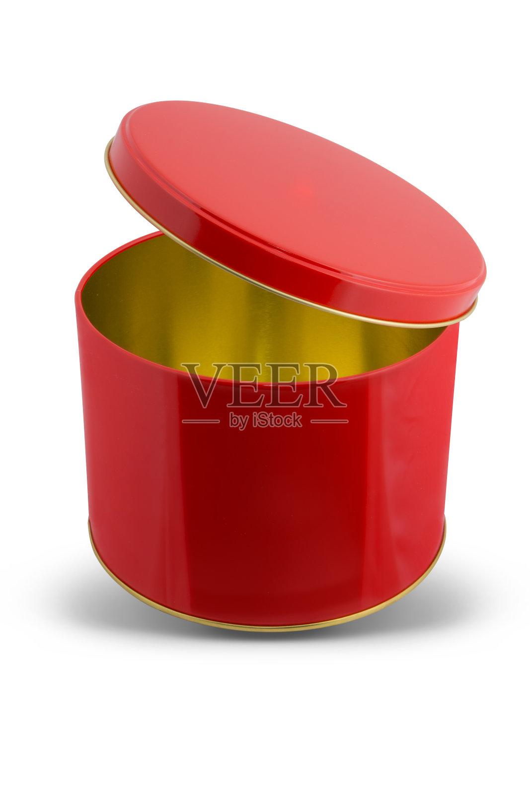 红色圆形容器干燥产品，如茶，咖啡，糖，谷物，糖果，香料，坚果。孤立在背景照片摄影图片