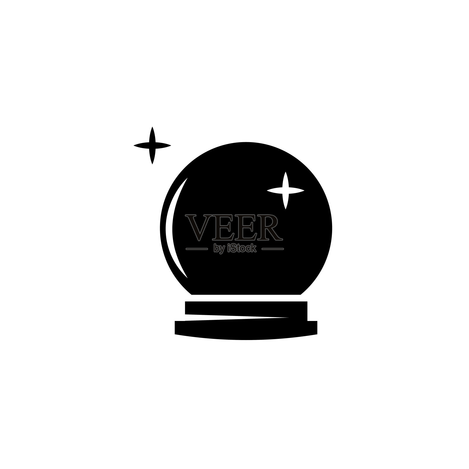 黑魔法球图标孤立在白色背景。水晶球。矢量图插画图片素材