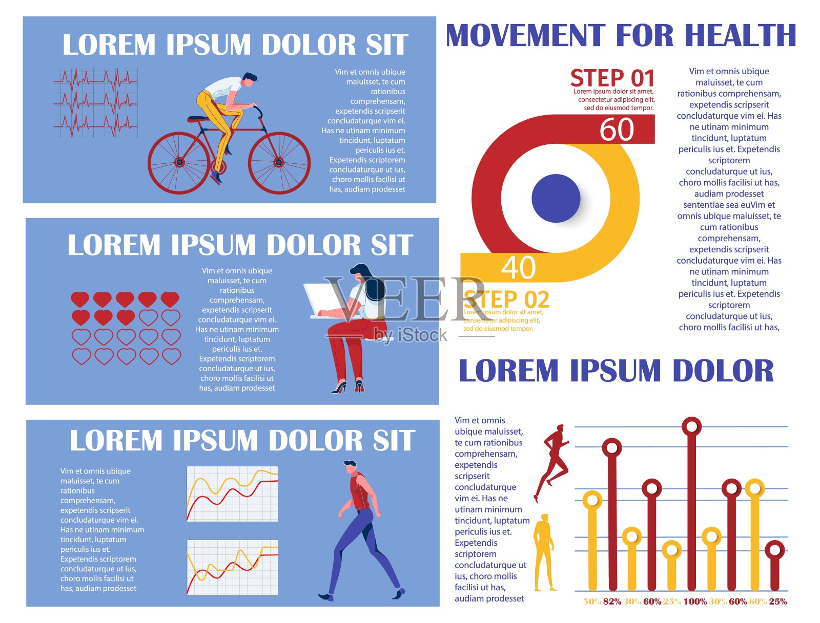 运动健康积极生活方式信息图。插画图片素材