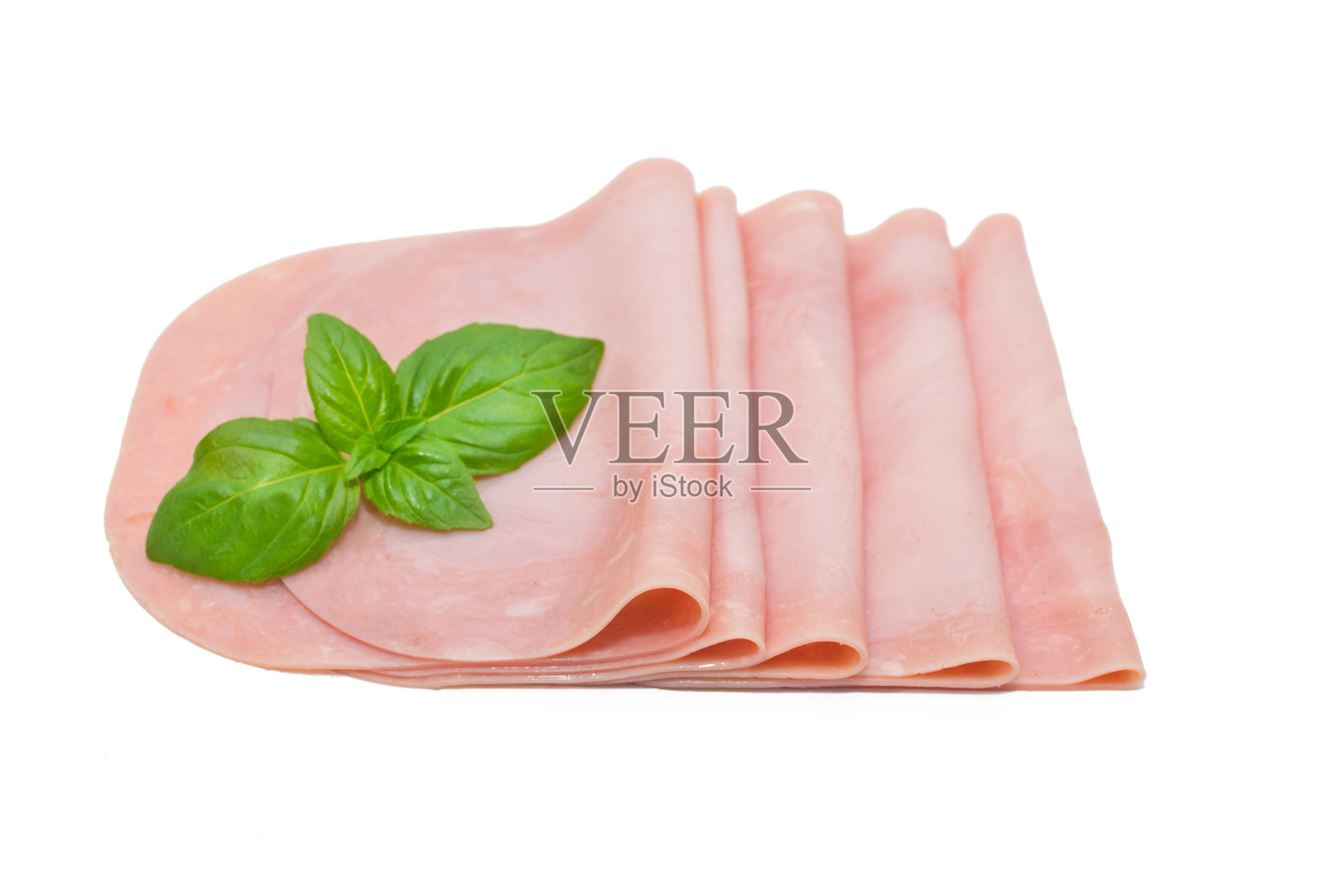 切片火腿孤立在白色背景照片摄影图片