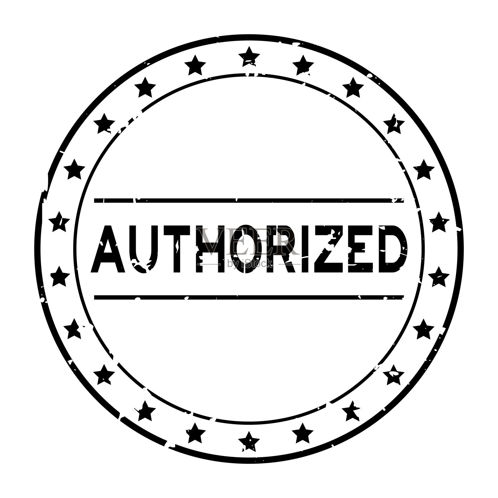 垃圾黑授权字圆形橡胶印章印章上的白色背景插画图片素材