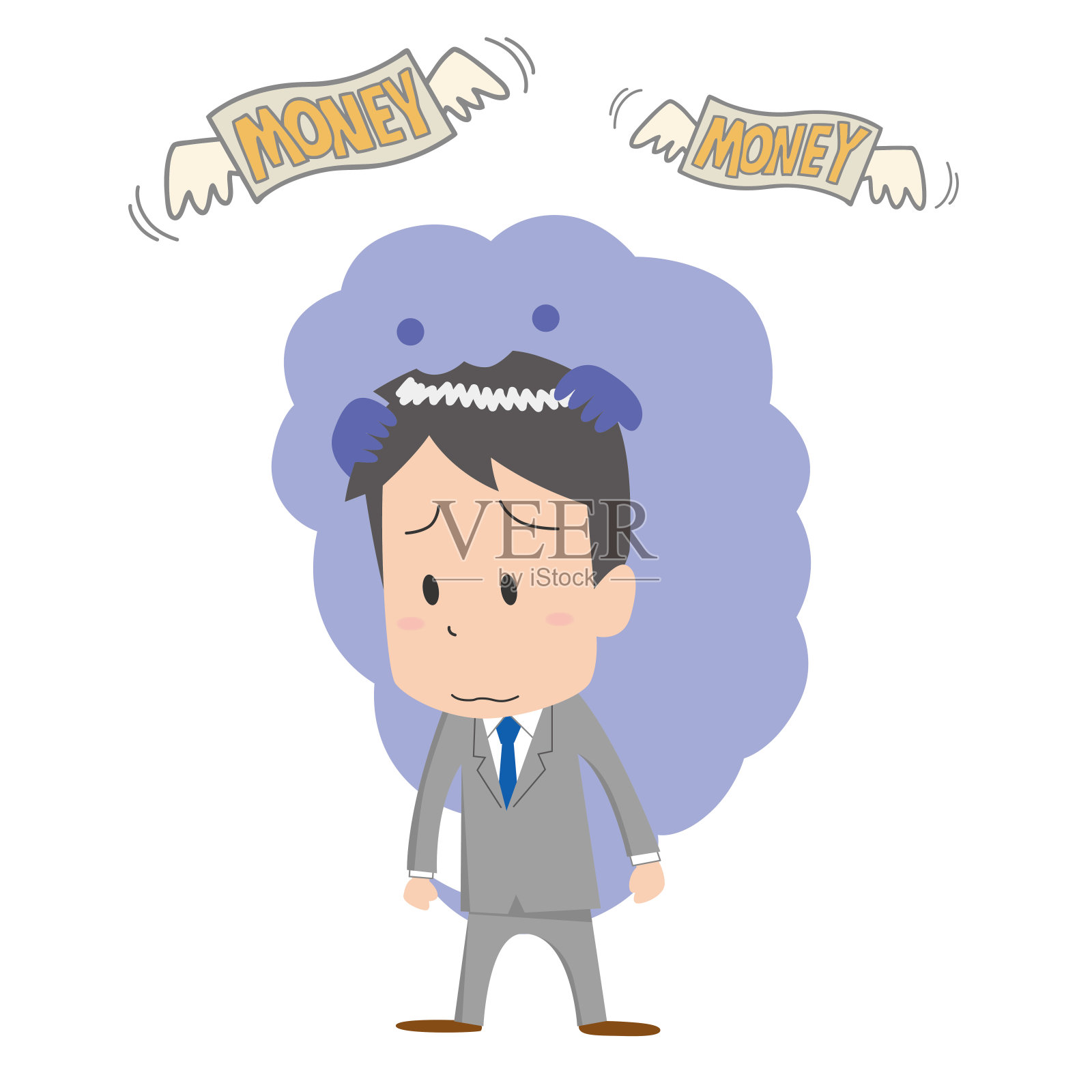 担心钱的男人插画图片素材