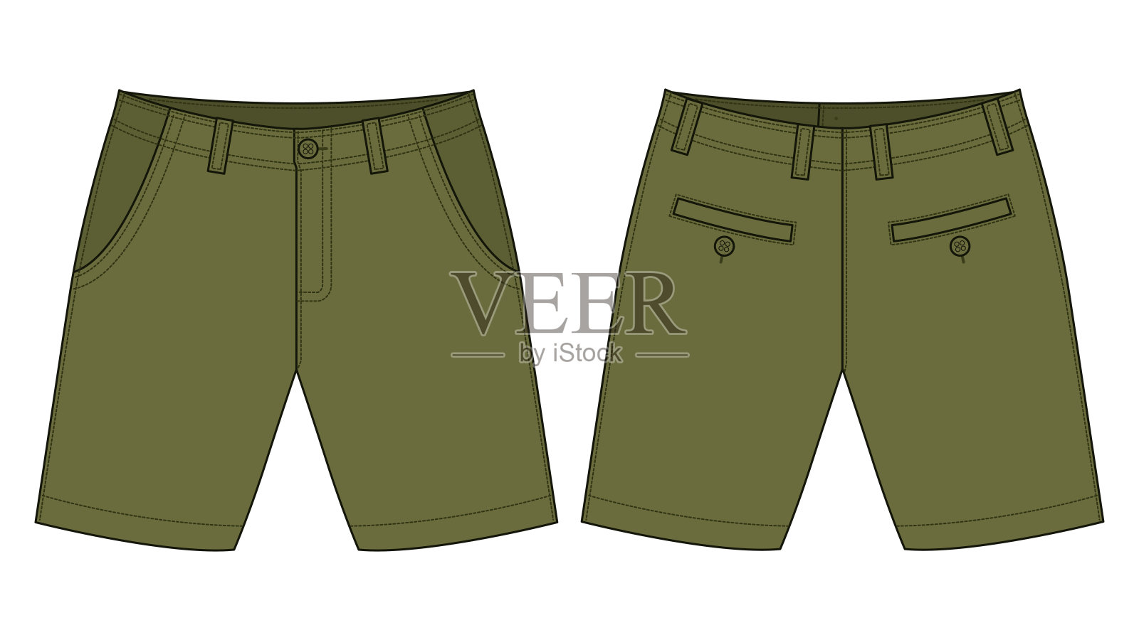 短陆军裤子矢量模板设计元素图片