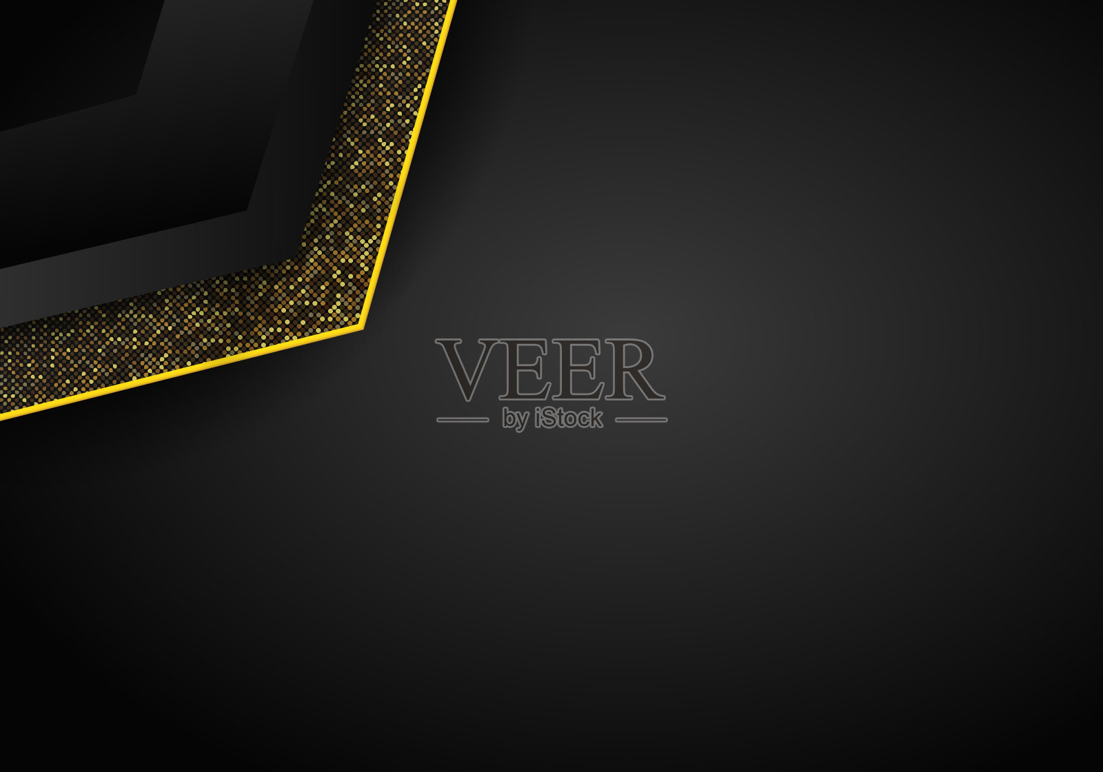 抽象豪华暗色重叠维度背景上的金属图案。金色的闪光的半调。现代矢量设计模板。插画图片素材