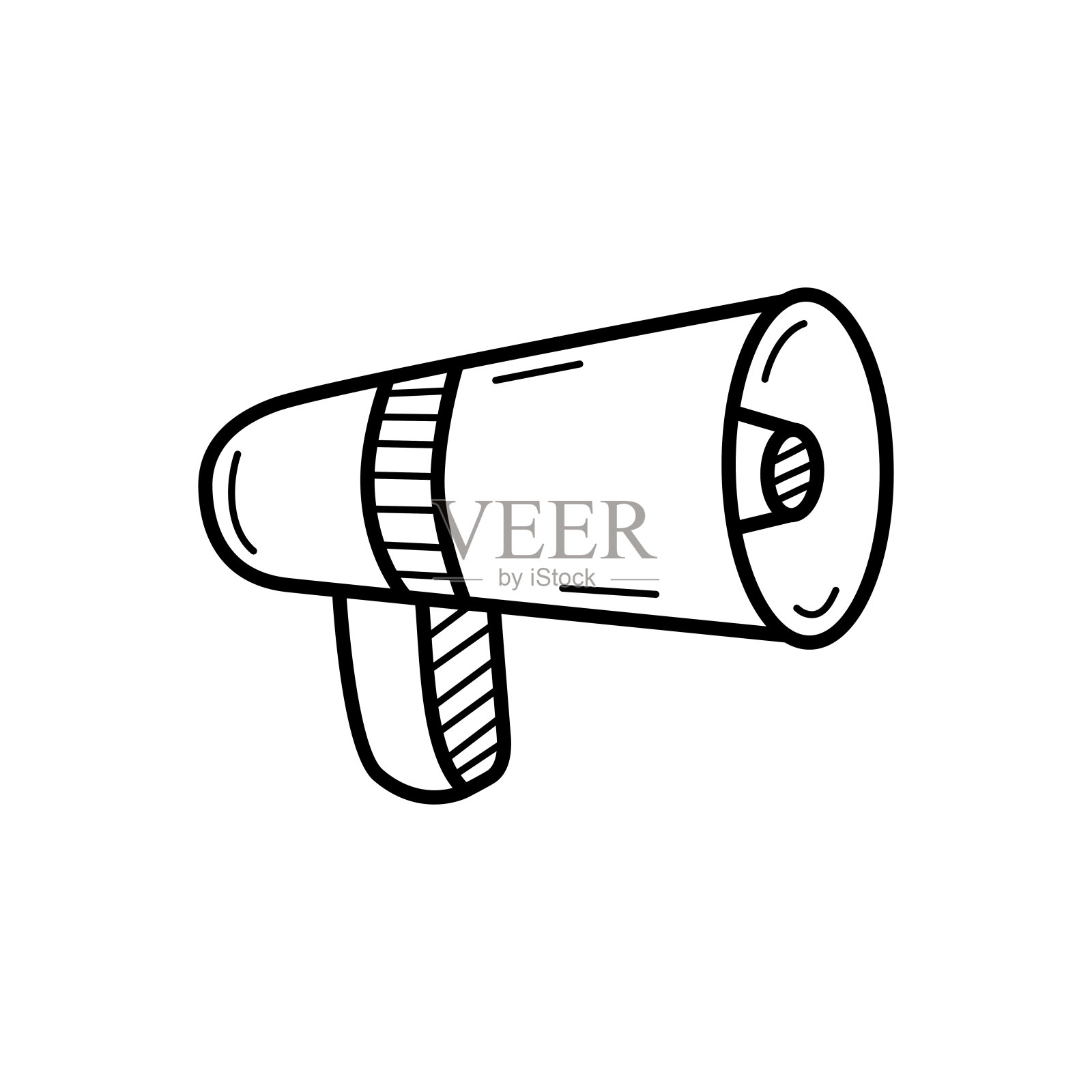 手绘扩音器孤立在一个白色。草图。矢量插图。插画图片素材