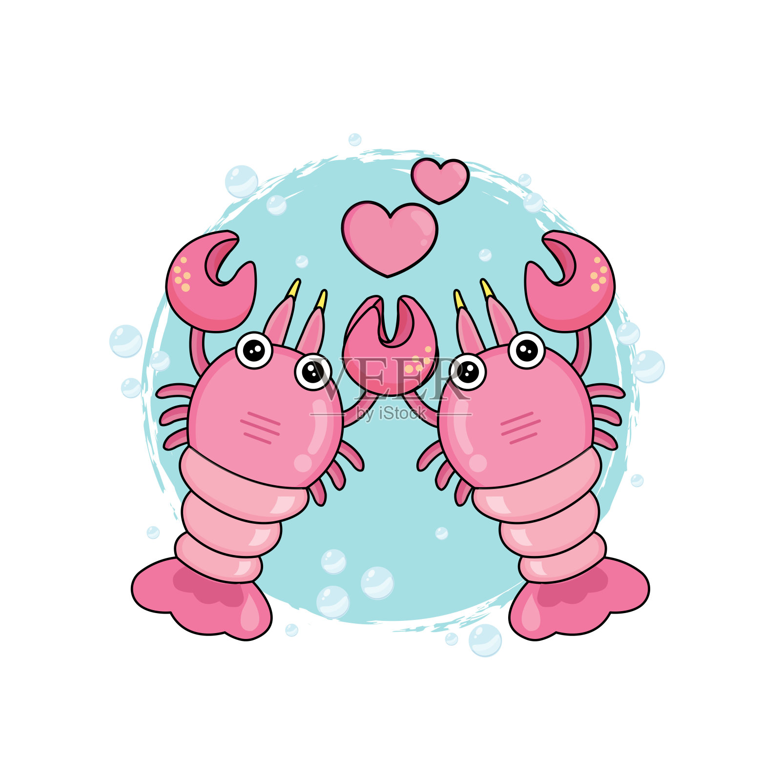 矢量插图的小龙虾夫妇在爱。设计元素图片