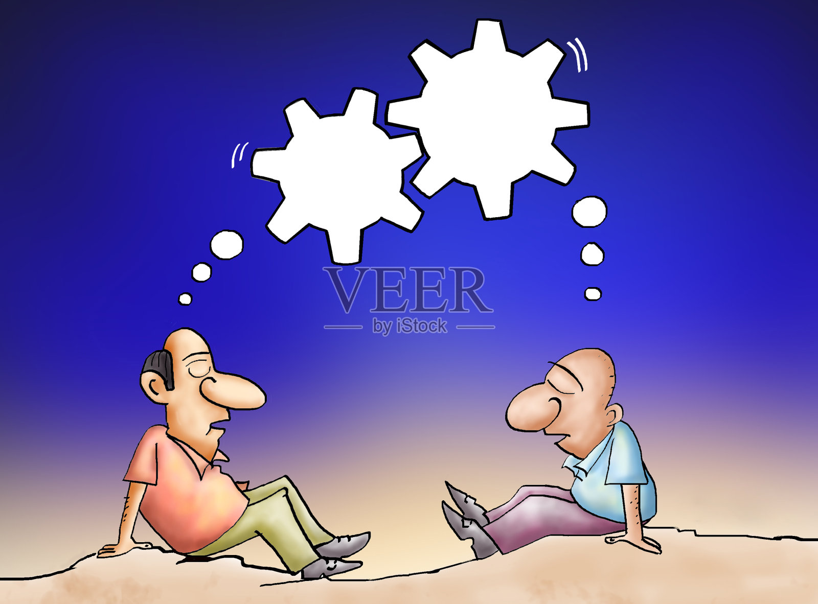 两个人之间的积极沟通。卡通插图。插画图片素材