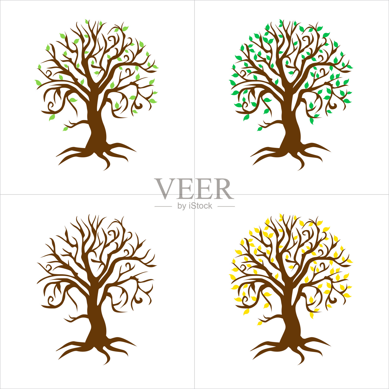 手绘树在白色的背景插画图片素材