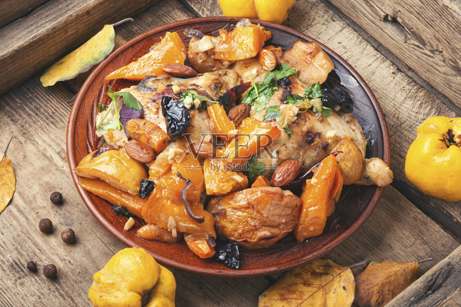 南瓜炖鸡照片摄影图片