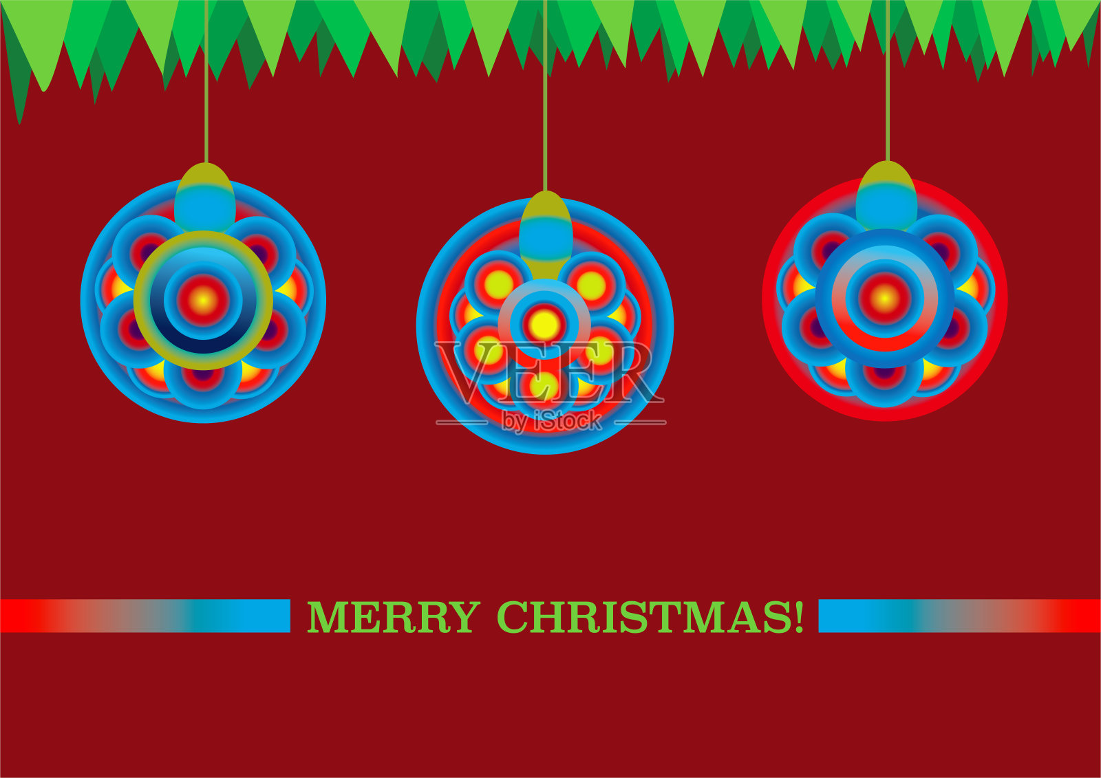 圣诞卡与圣诞球插画图片素材