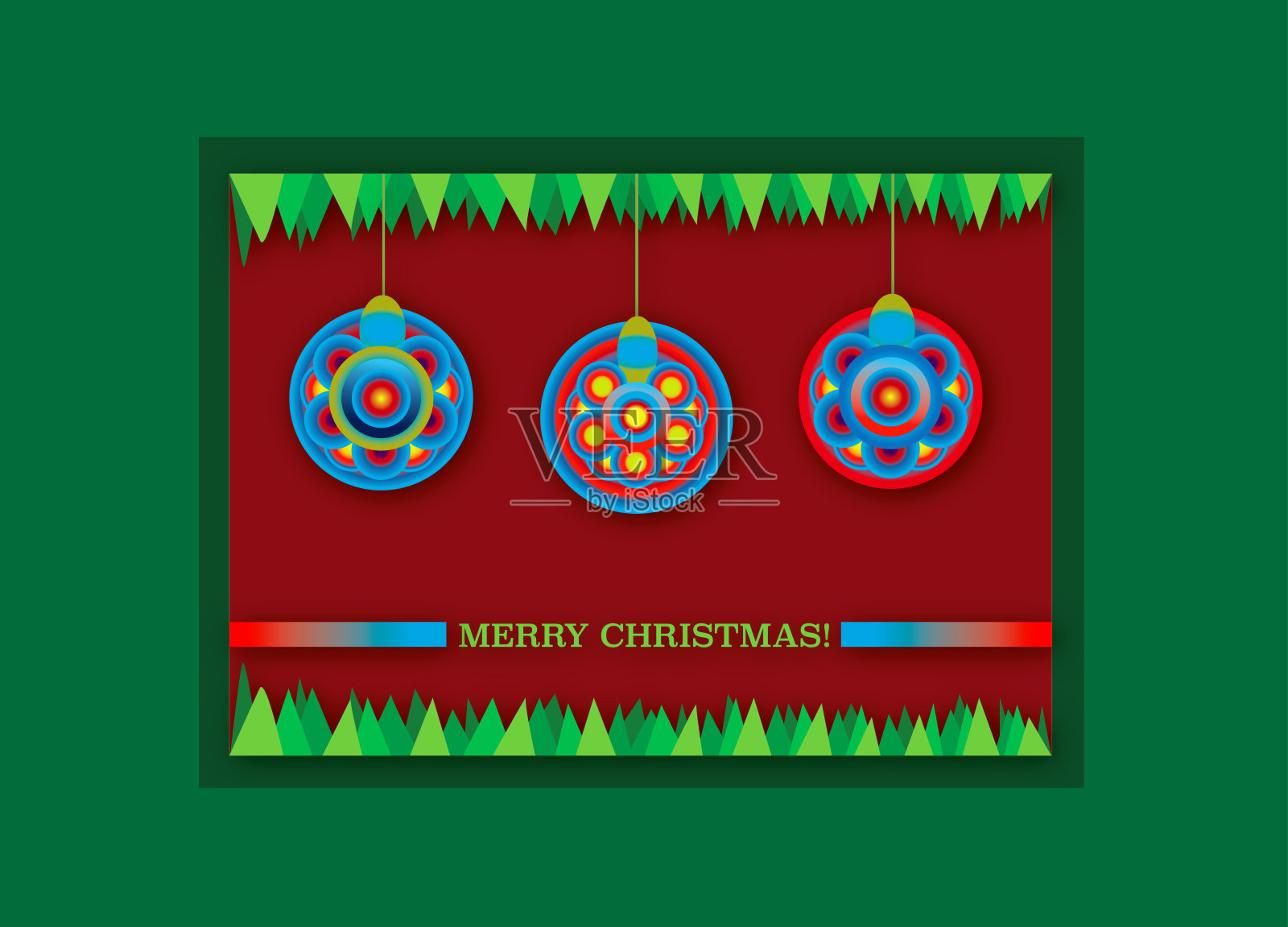 圣诞卡与圣诞球插画图片素材