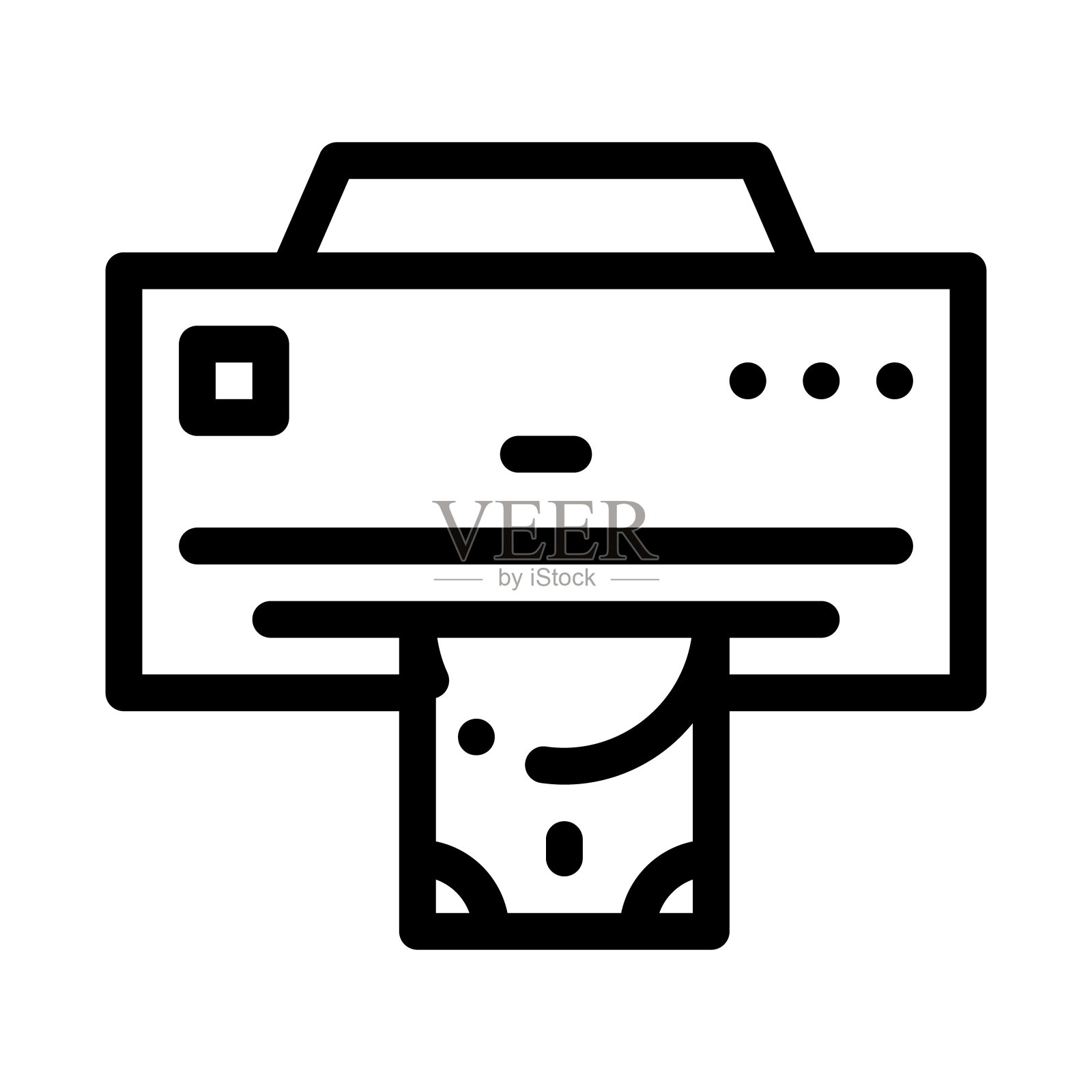 货币发行打印机图标矢量轮廓插图插画图片素材