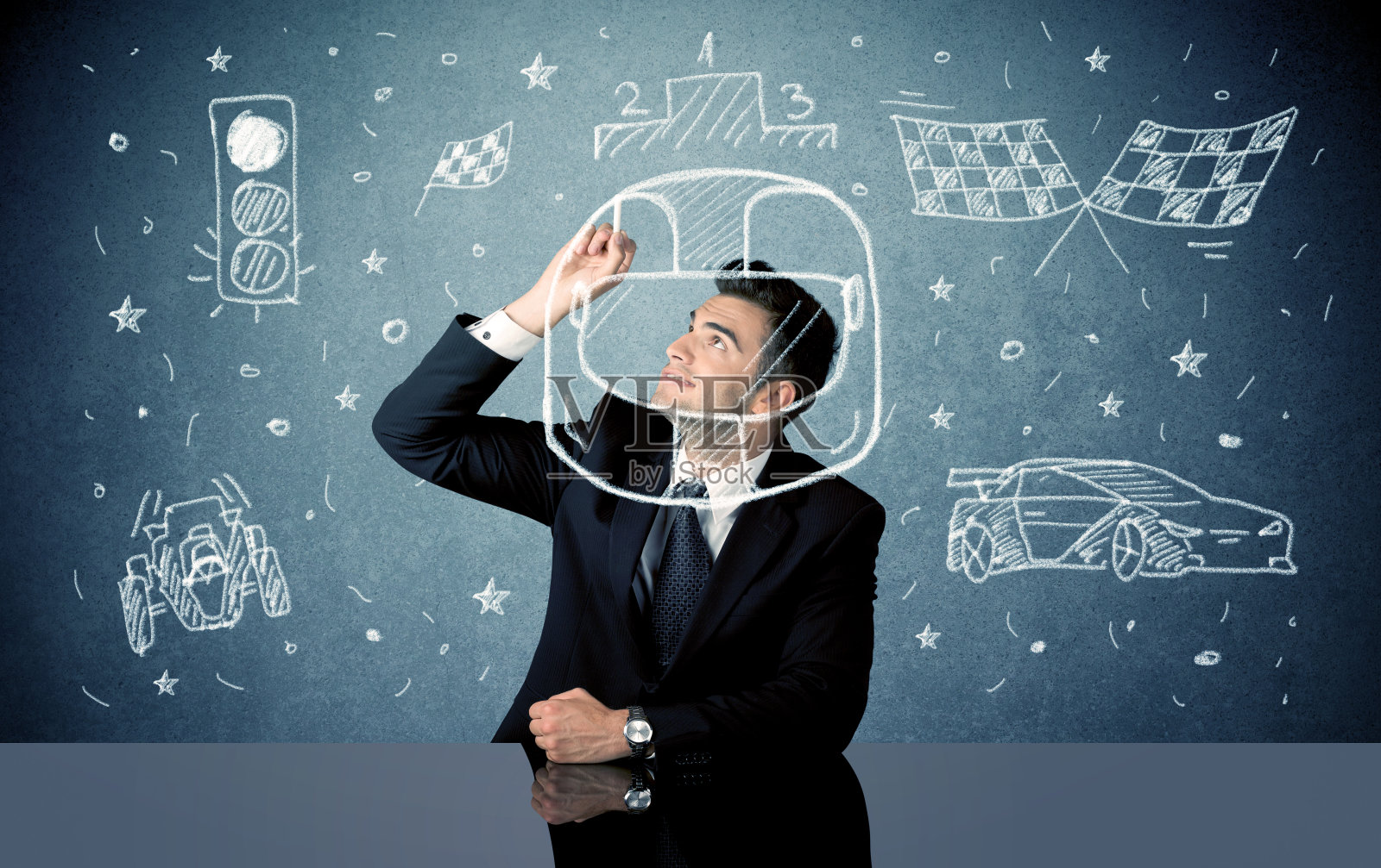 学生梦想成为赛车概念照片摄影图片