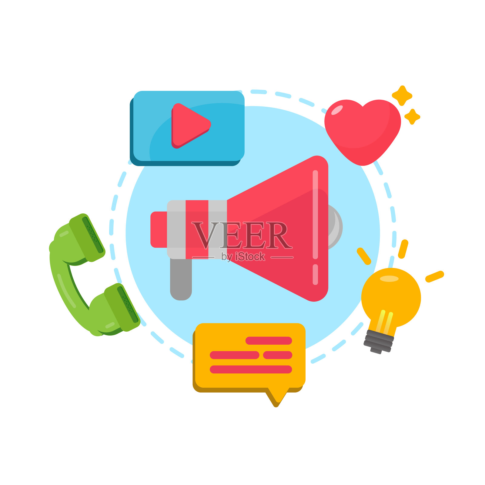 数字营销的旗帜和网站。数字媒体活动插画图片素材