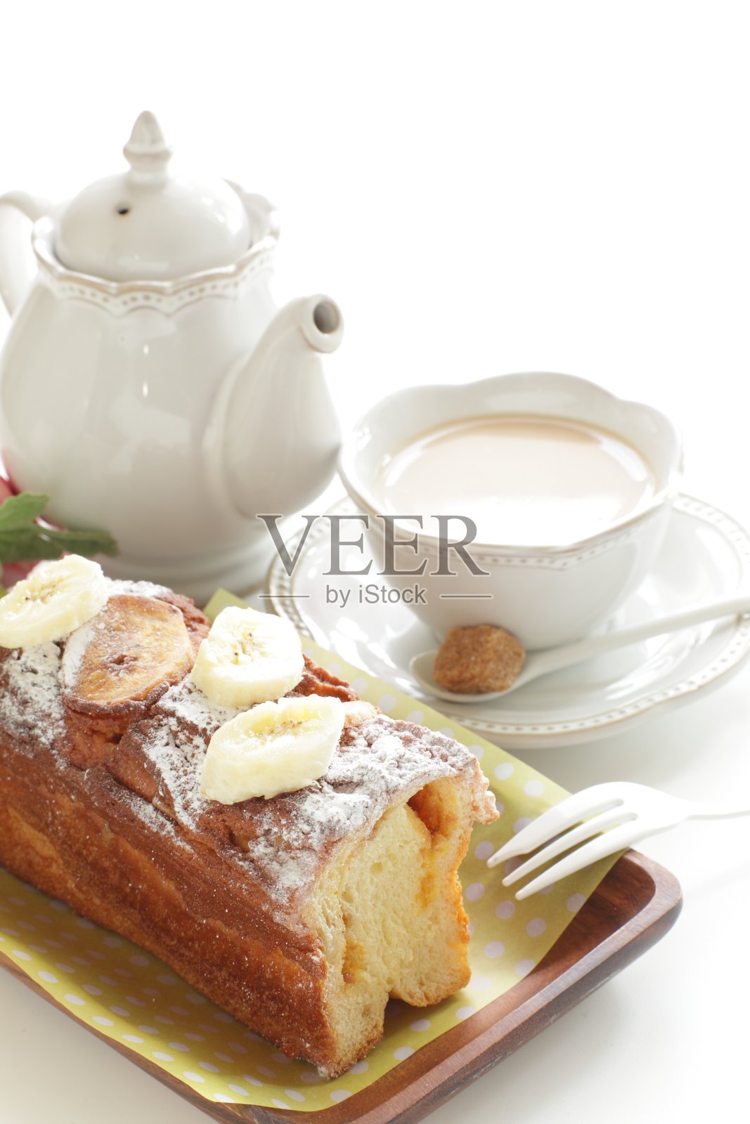 自制香蕉蛋糕的早餐形象照片摄影图片