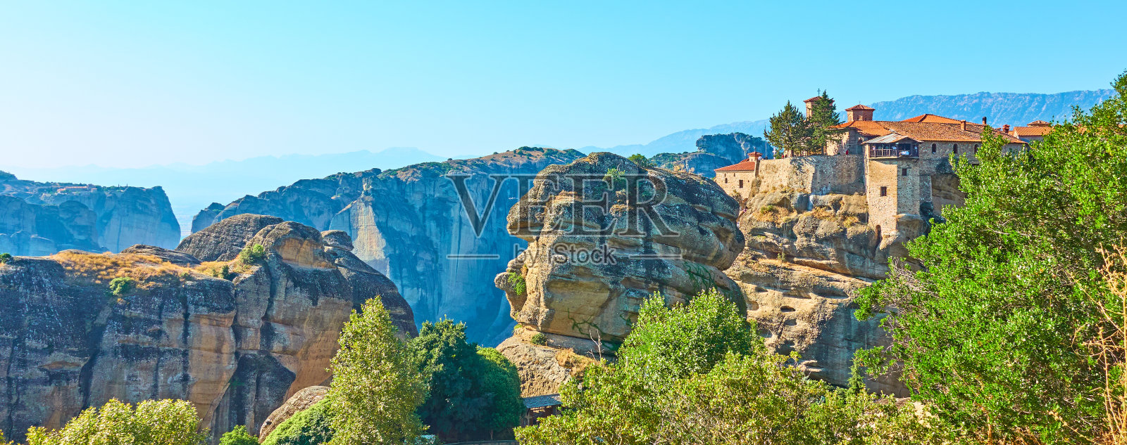 希腊迈泰奥拉全景图照片摄影图片