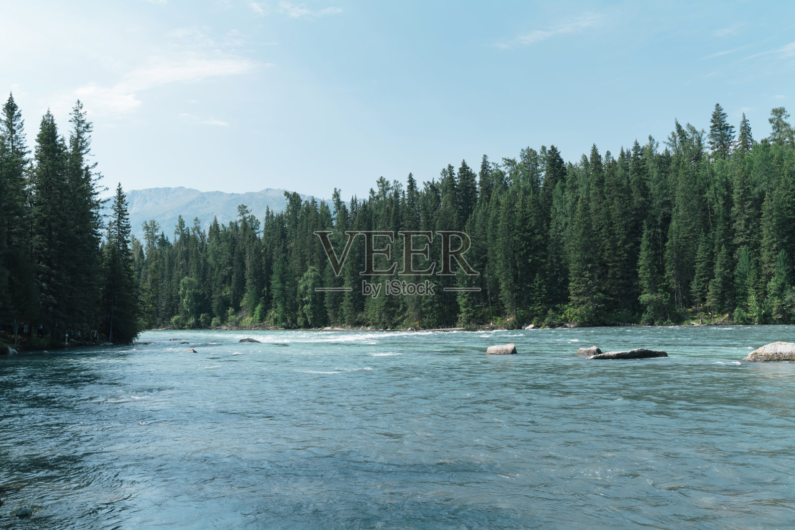 中国新疆美丽的喀纳斯河照片摄影图片