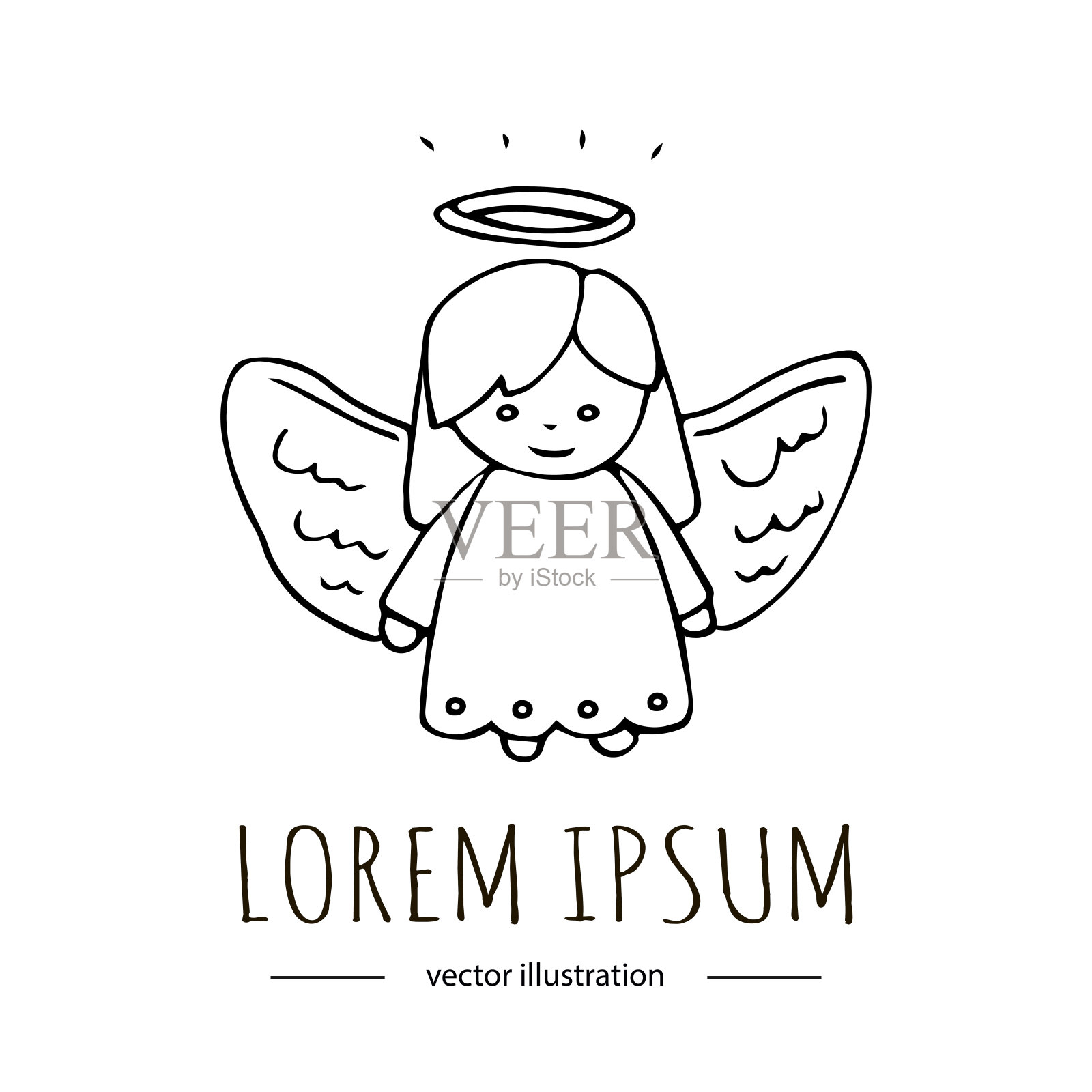 手绘天使图标插画图片素材