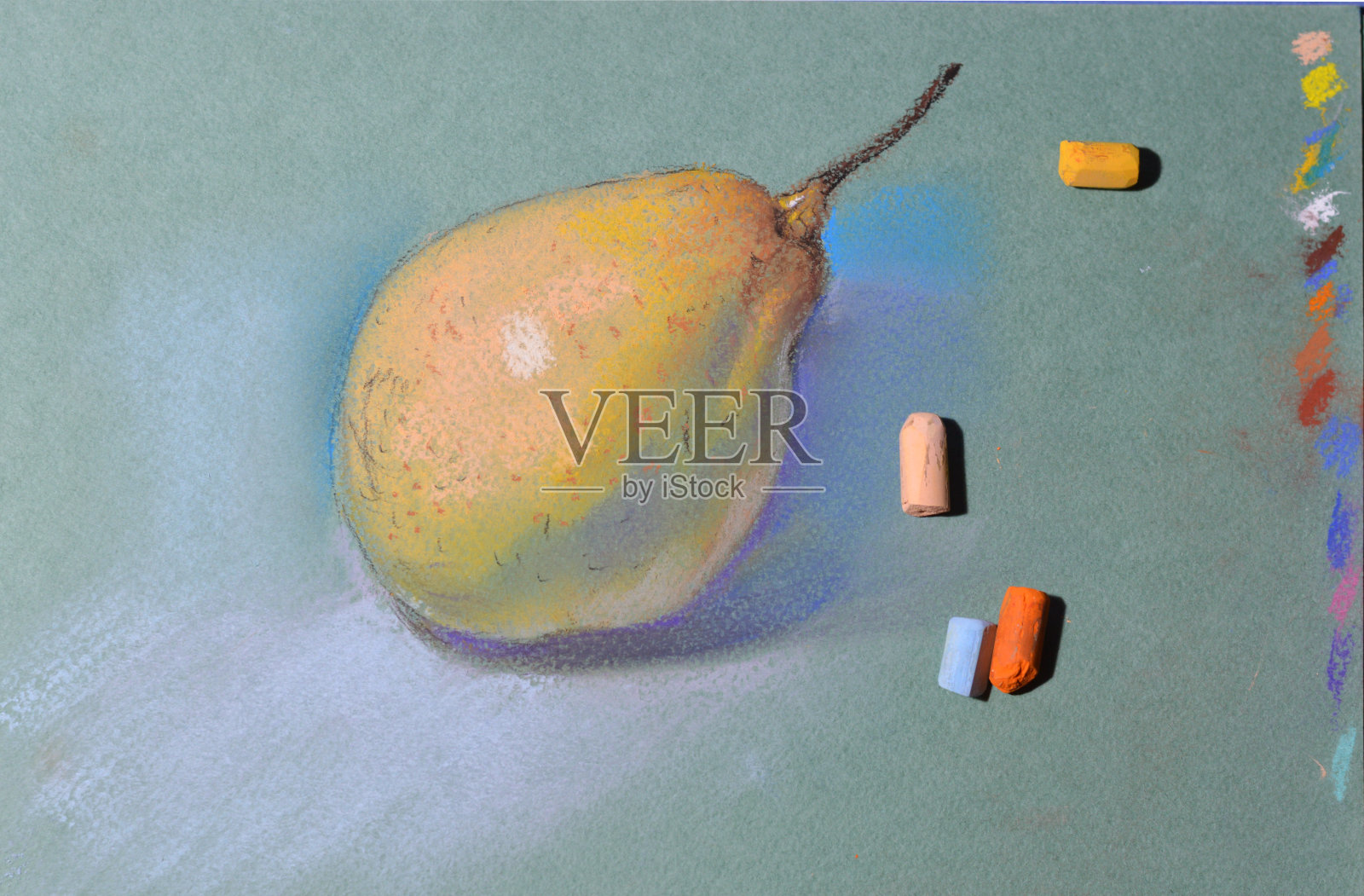 梨色柔和的静物画插画图片素材