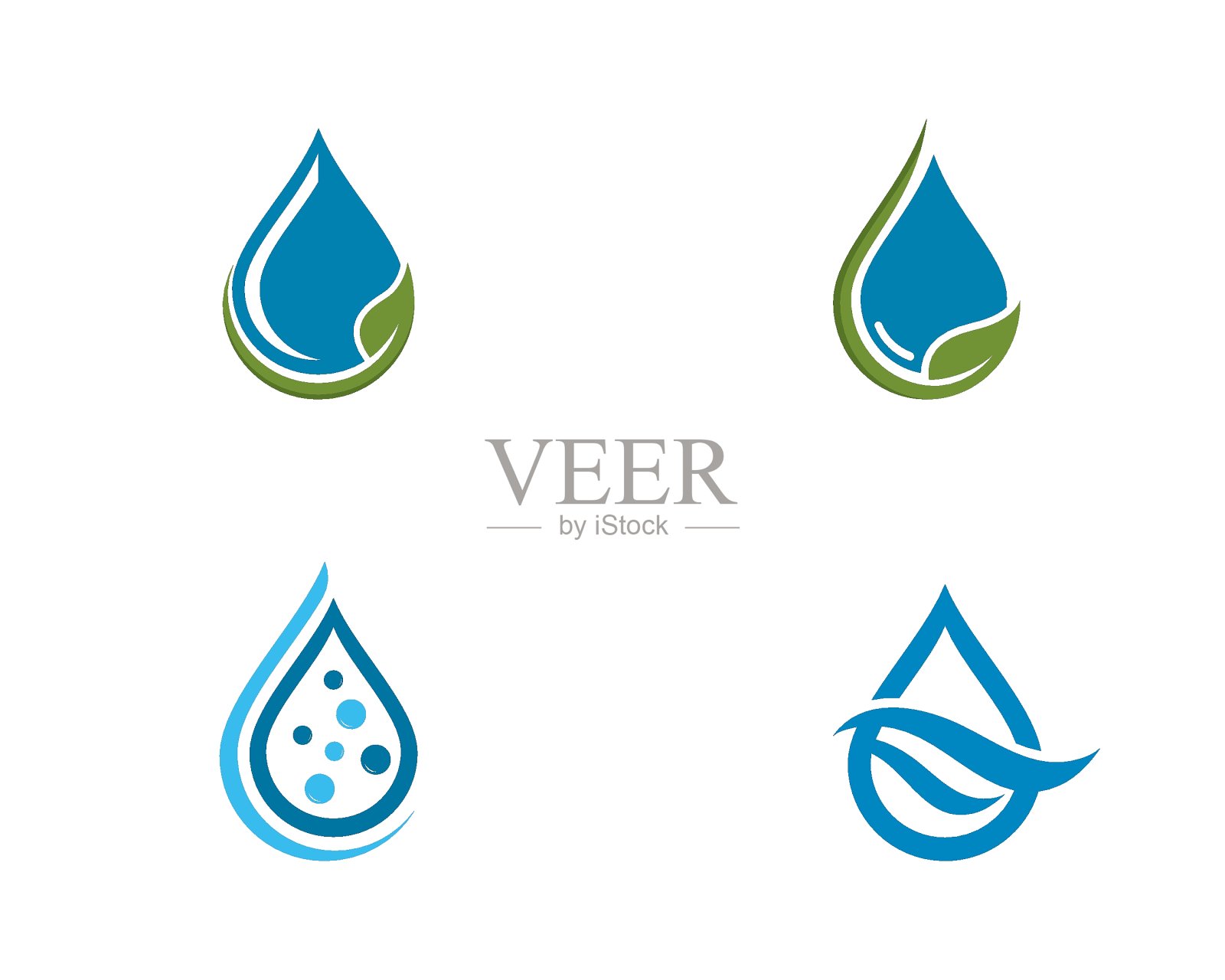 一组抽象的水滴符号插画图片素材