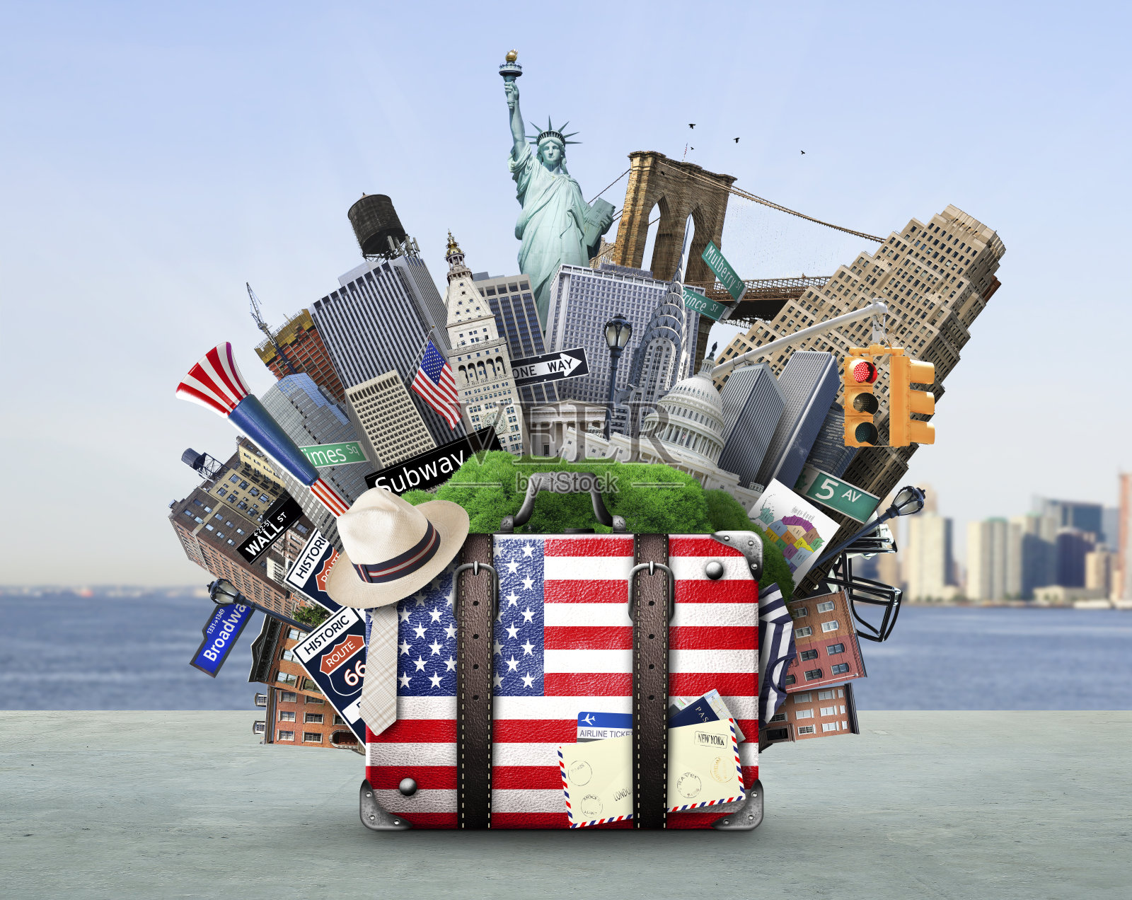 美国国旗手提箱照片摄影图片