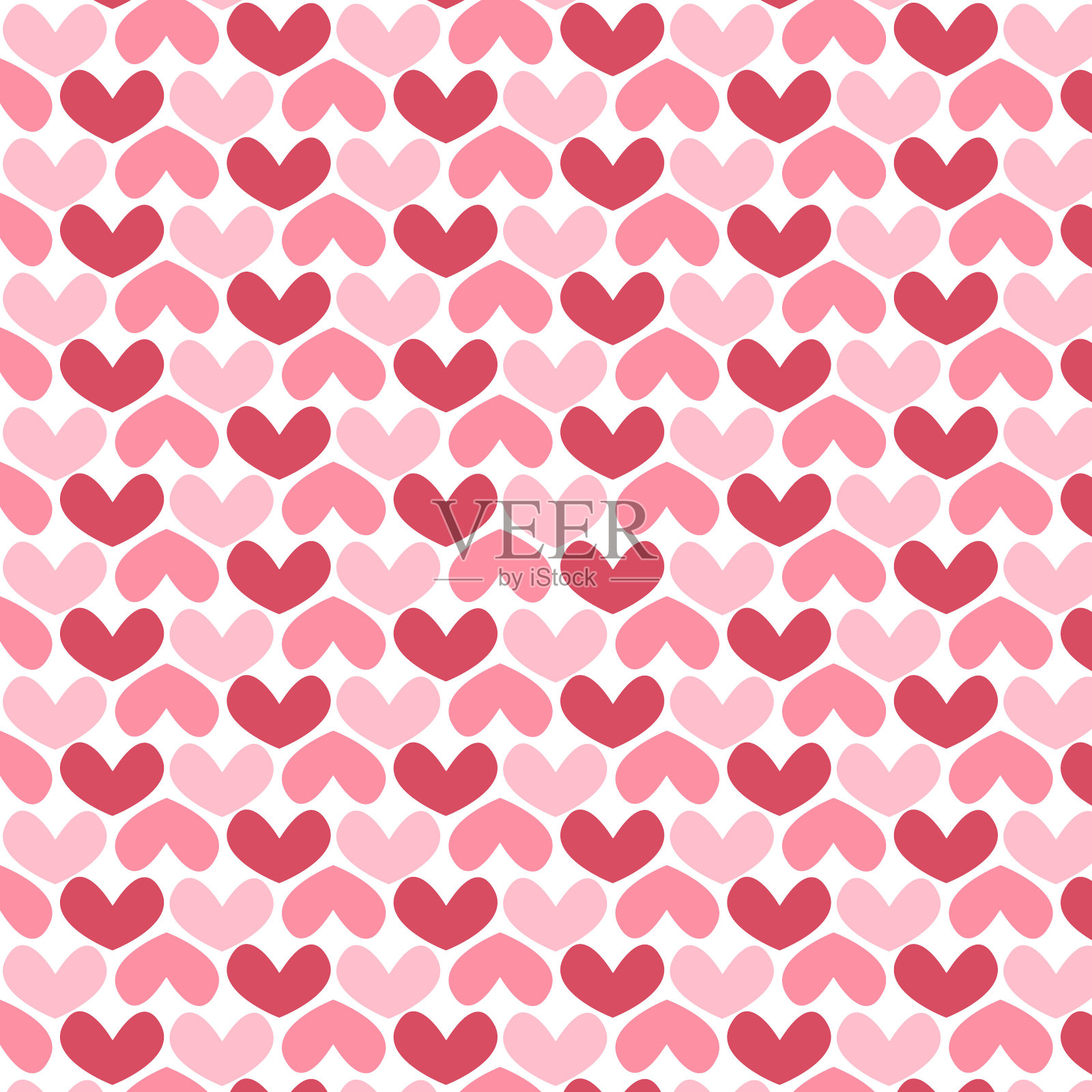 无缝图案的可爱的爱心卡通风格在明亮和柔和的颜色。插画图片素材