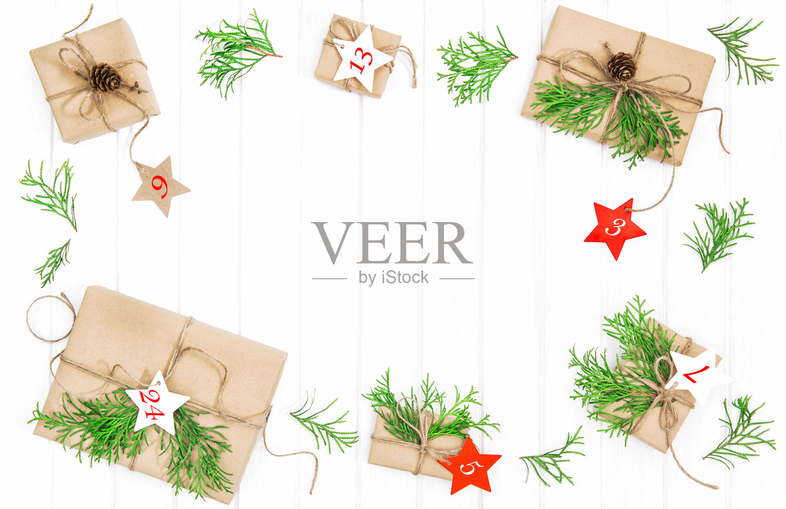 降临历环保包装礼物圣诞装饰照片摄影图片