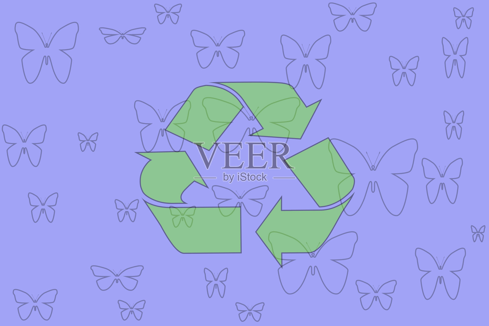 带蝴蝶的循环符号插画图片素材