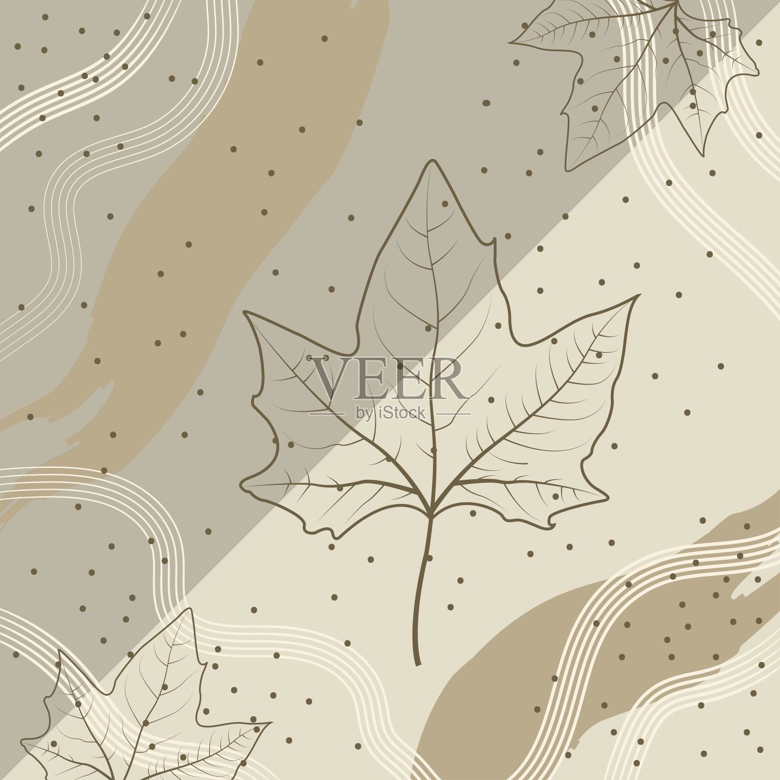 抽象的头巾图案设计。希贾布围巾用喷墨刷和叶子印刷制作。插画图片素材