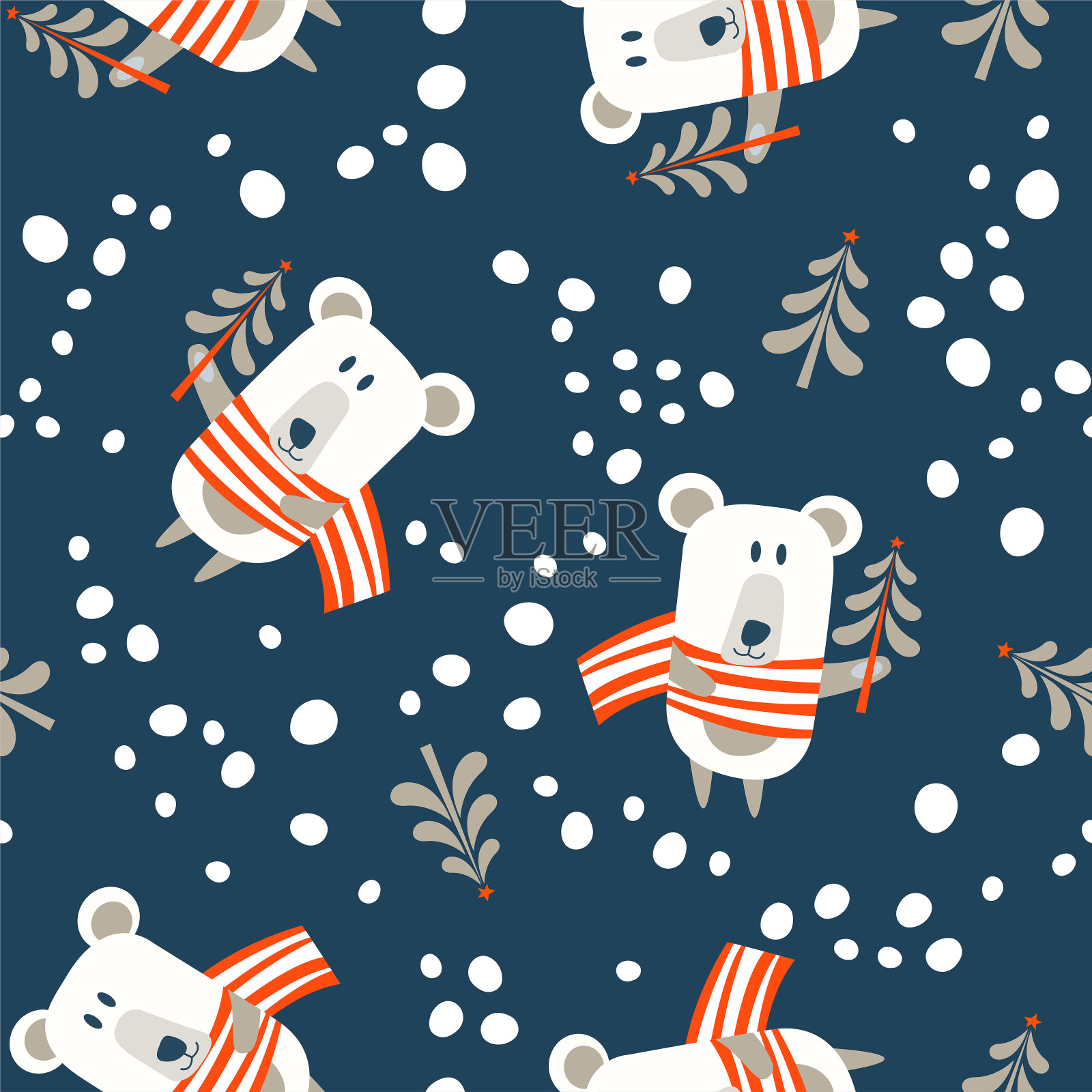 无缝圣诞图案上的蓝色背景。矢量插图。插画图片素材