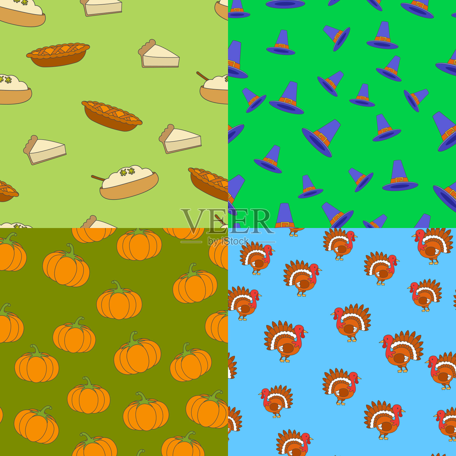 感恩节符号无缝模式设置插画图片素材