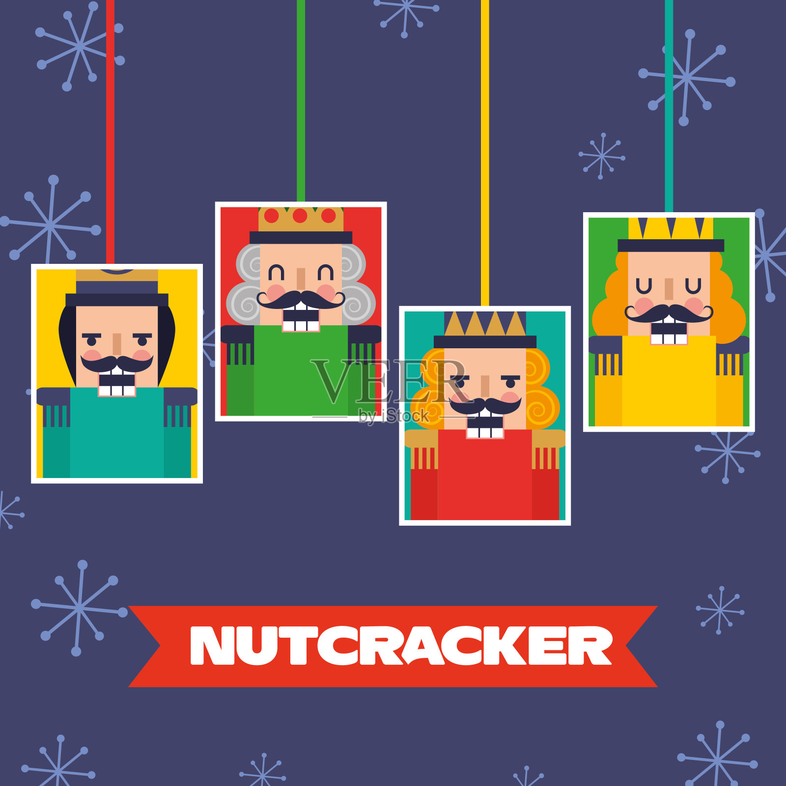 用雪花装饰星鸟插画图片素材