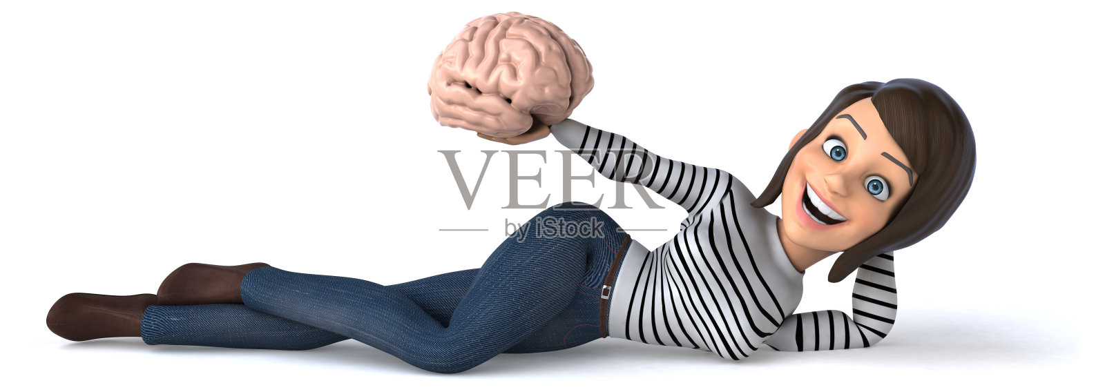 有趣的3D卡通休闲角色女人照片摄影图片