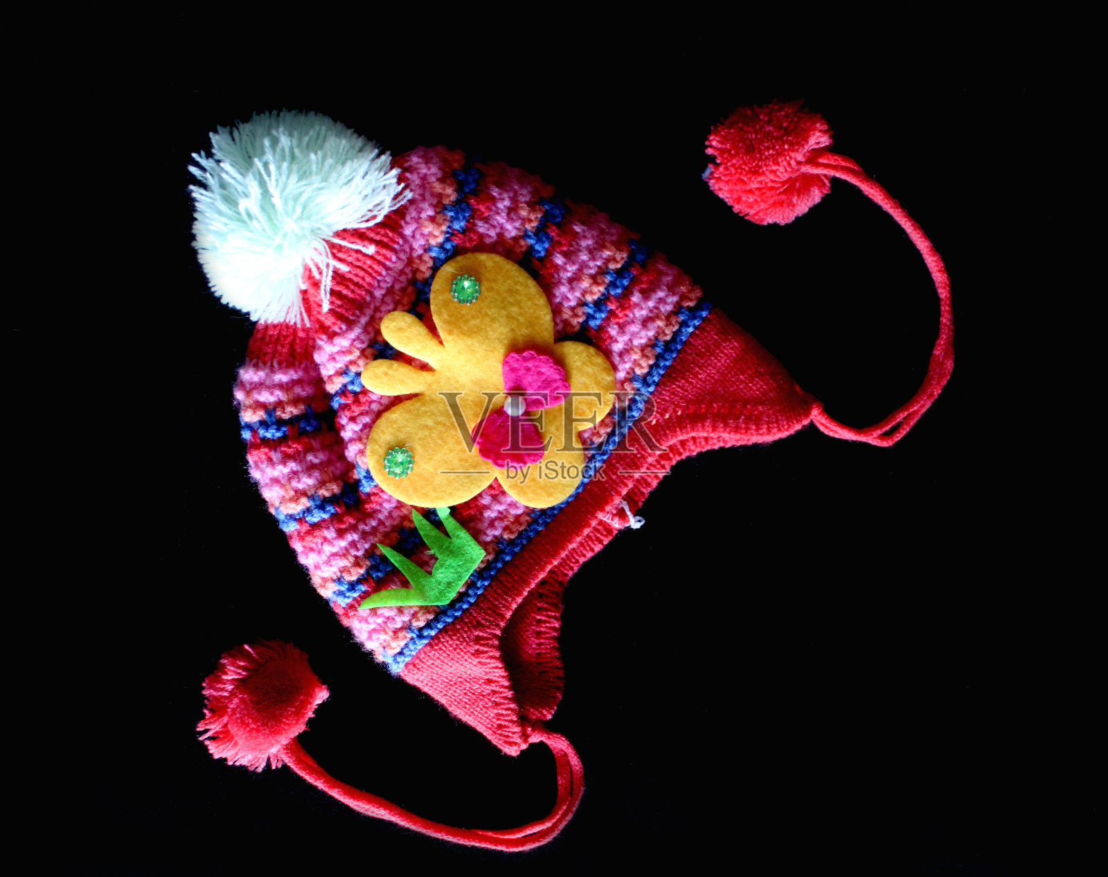 婴儿彩色羊毛帽照片摄影图片